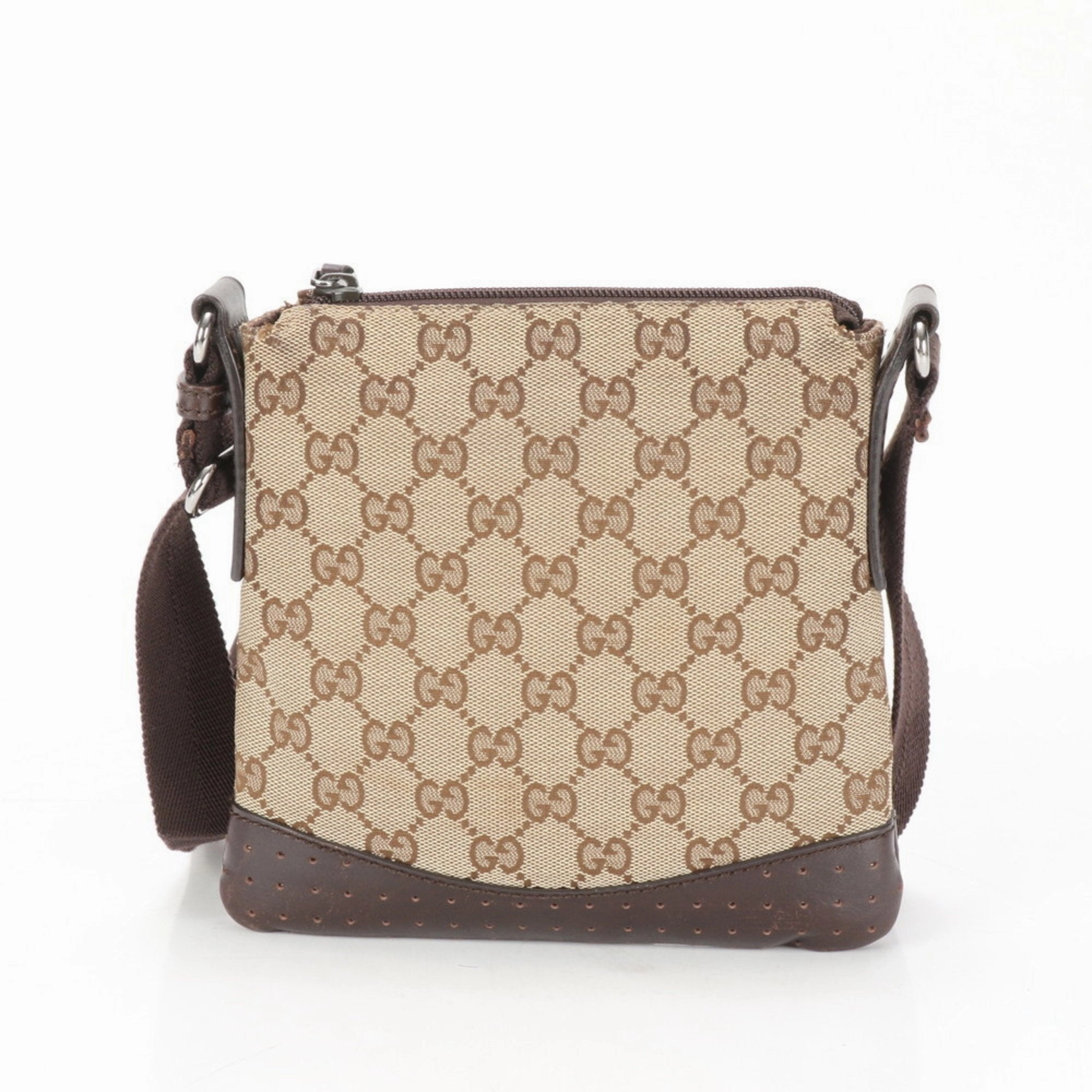 Gucci  Leather Canvas Shoulder Bag Tote Bag (Pre-Owned)