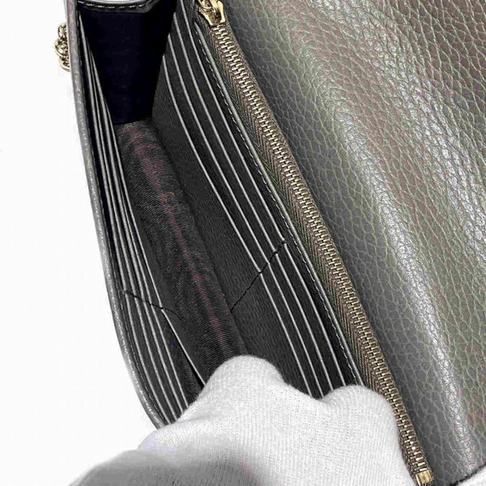Gucci  Leather Chain/Shoulder Wallet (Pre-Owned)