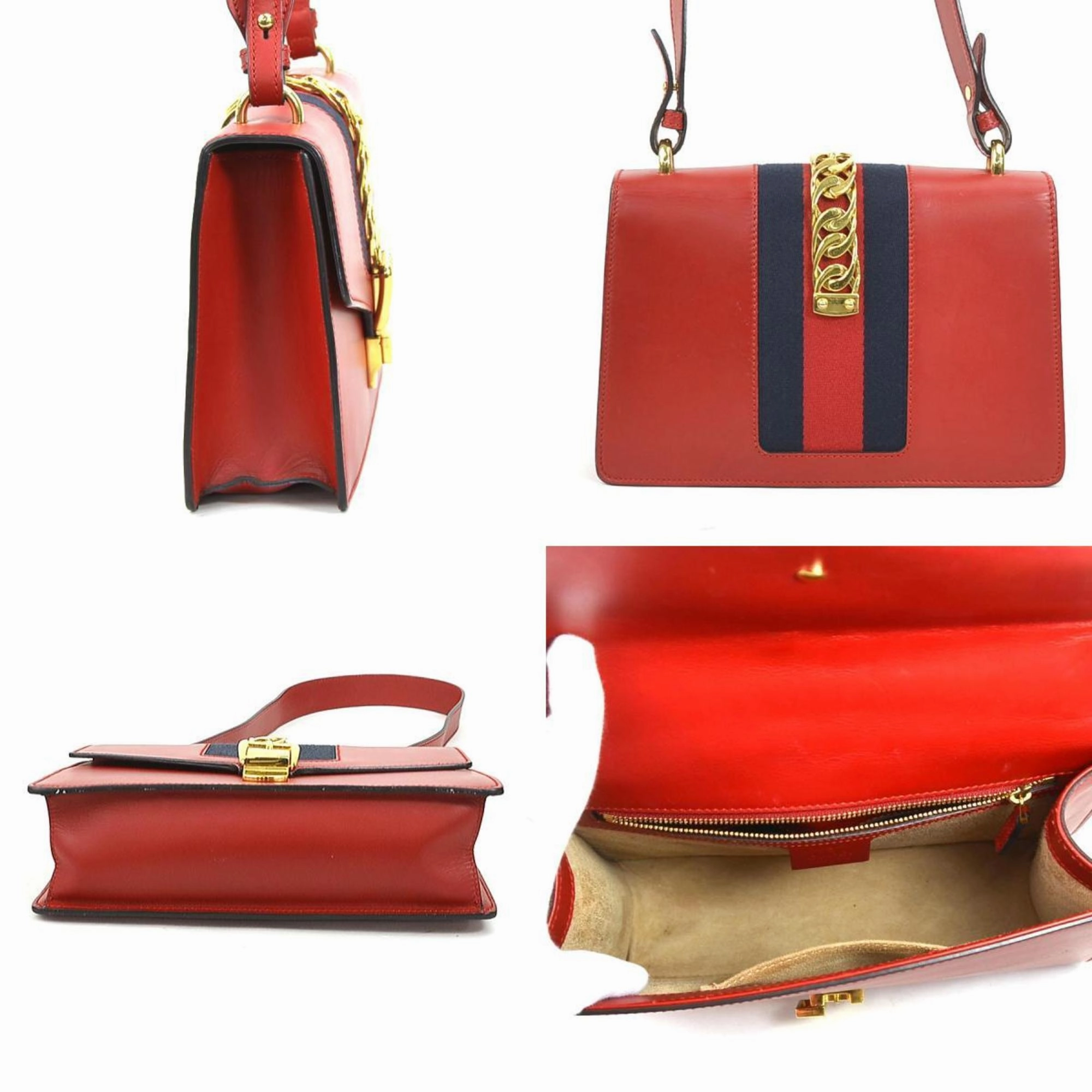 Gucci  Leather Metal Shoulder Bag (Pre-Owned)