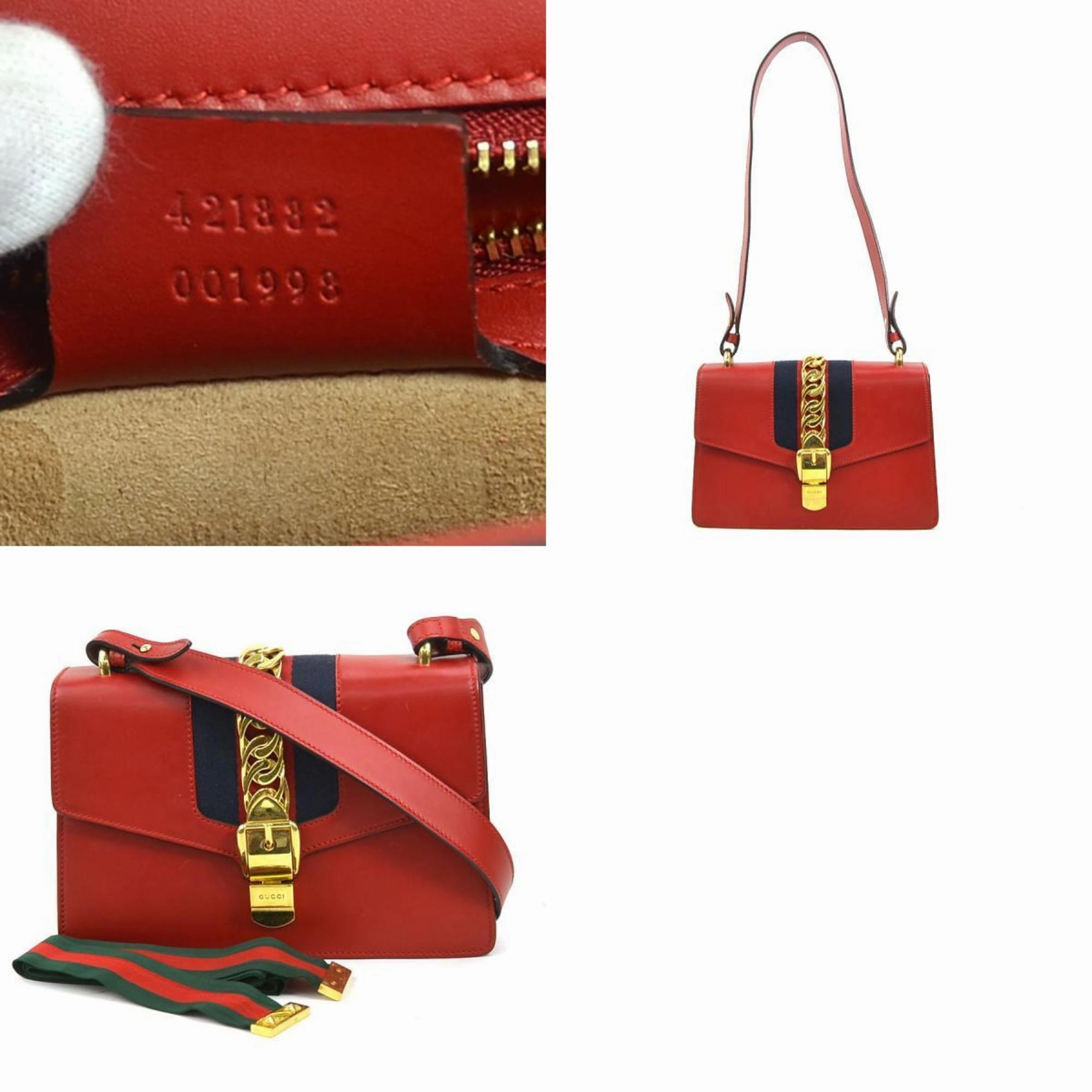 Gucci  Leather Metal Shoulder Bag (Pre-Owned)