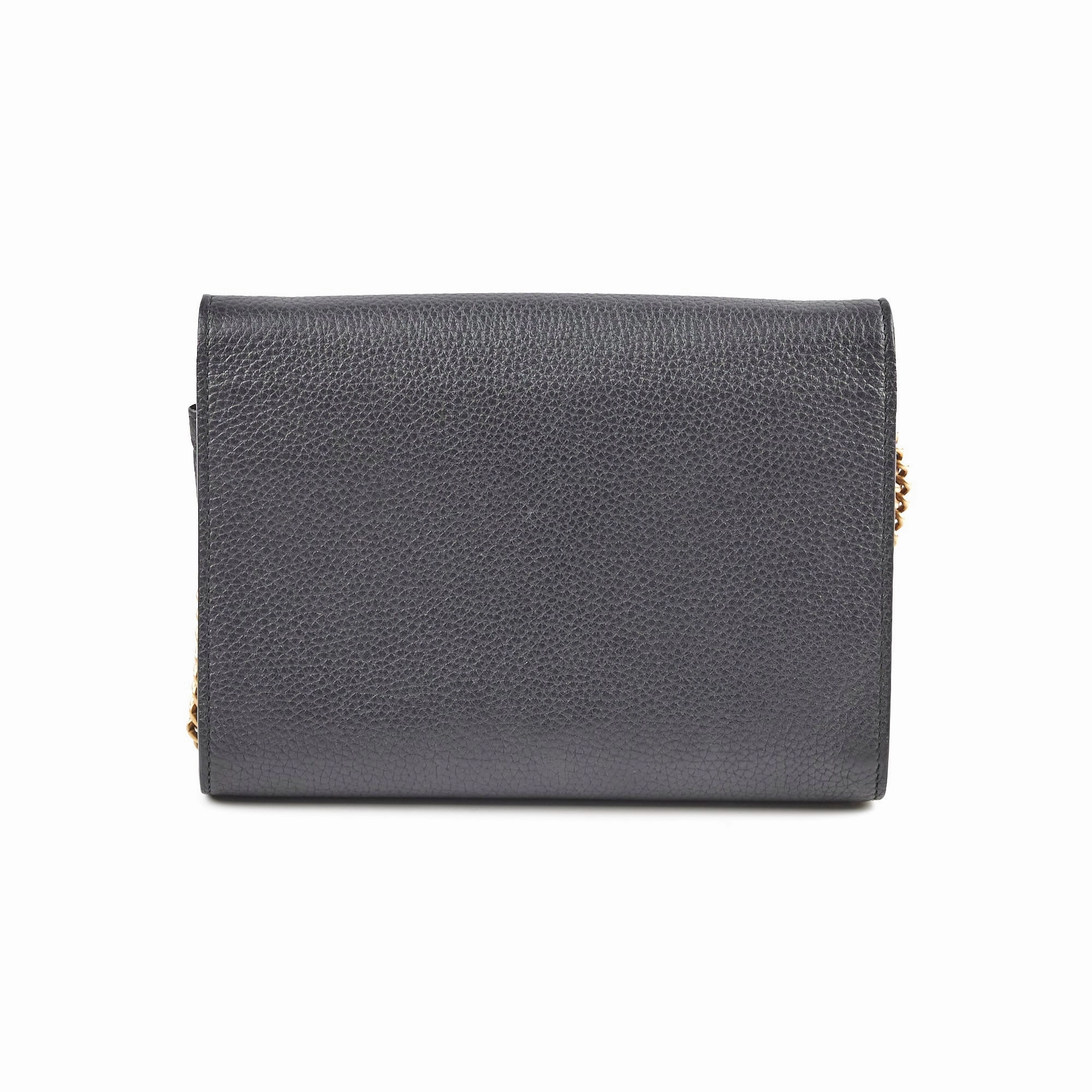 Gucci Marmont Black Leather Wallet On Chain WOC