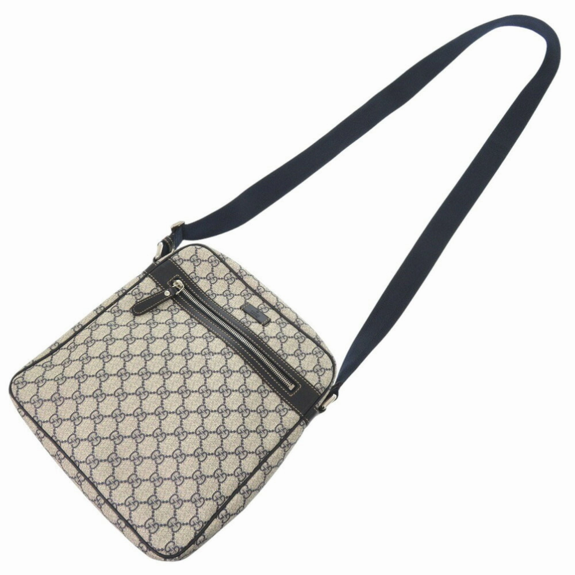 Gucci  Navy Gg Supreme Shoulder Bag (Pre-Owned)