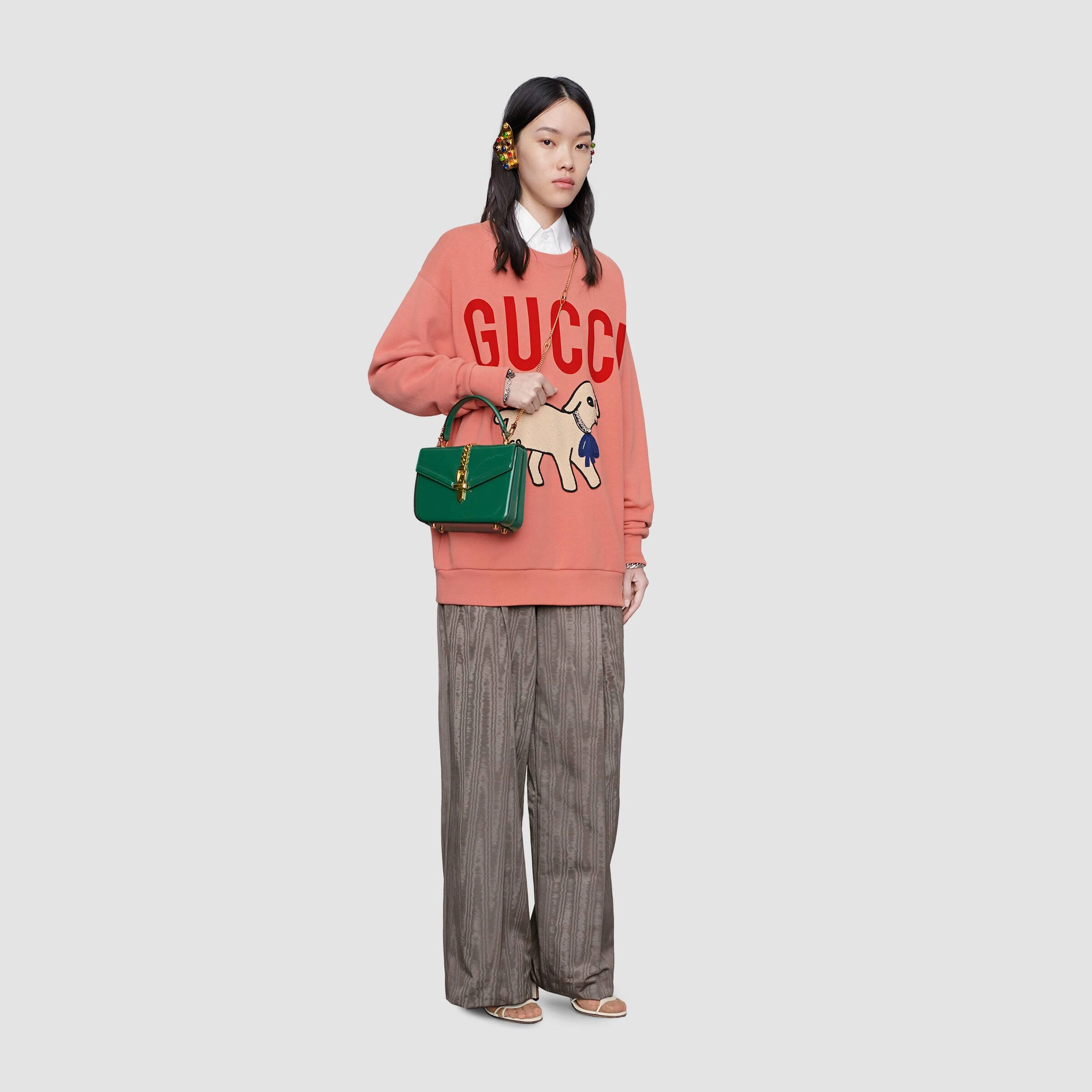 Gucci Sylvie 1969 Mini Chain-Embellished Patent-Leather Tote - Current Season