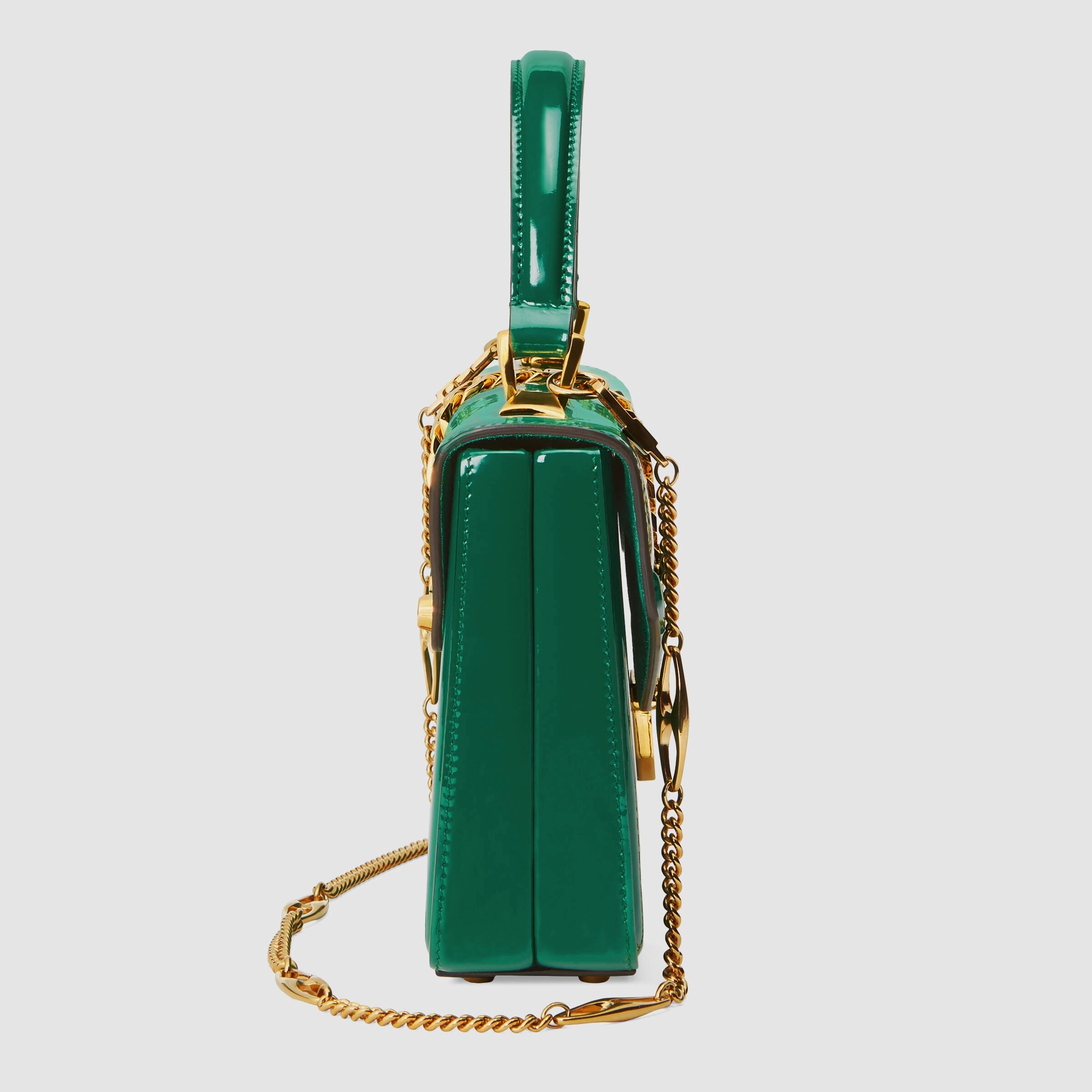 Gucci Sylvie 1969 Mini Chain-Embellished Patent-Leather Tote - Current Season