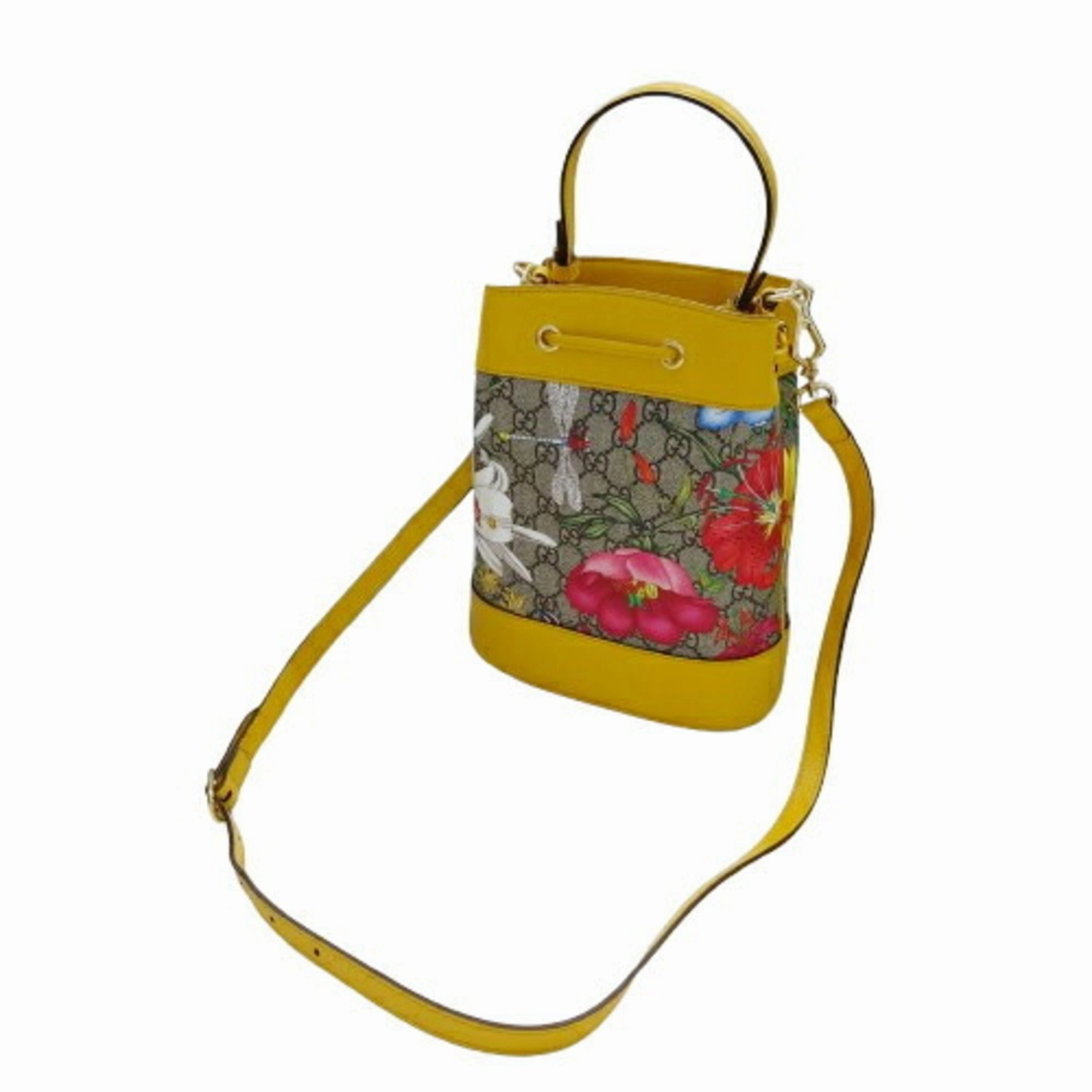 Gucci  yellow Gg Supreme Canvas Handbag Shoulder Bag (Pre-Owned)