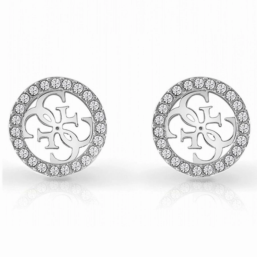 Guess 4G Logo Round Crystal Set Stud Earrings UBE02161RH