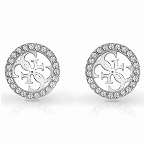 Guess 4G Logo Round Crystal Set Stud Earrings UBE02161RH