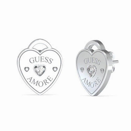 Guess Amore Crystal Heart Stud Earrings UBE05058RH