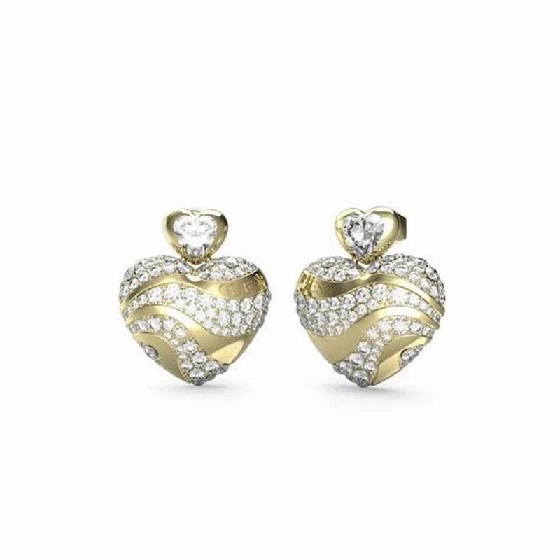 Guess In My Heart Crystal Drop Earrings JUBE04499JWYGT - Gold Tone