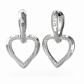 Guess Mon Amour Heart Crystal Drop Earrings JUBE04617JWRH