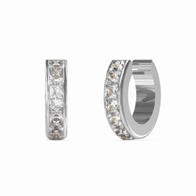 Guess Stainless Steel Crystal Set Huggie Earrings UBE03134JWRH