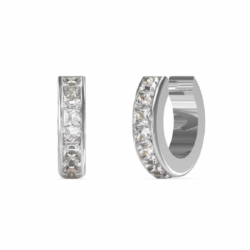 Guess Stainless Steel Crystal Set Huggie Earrings UBE03134JWRH