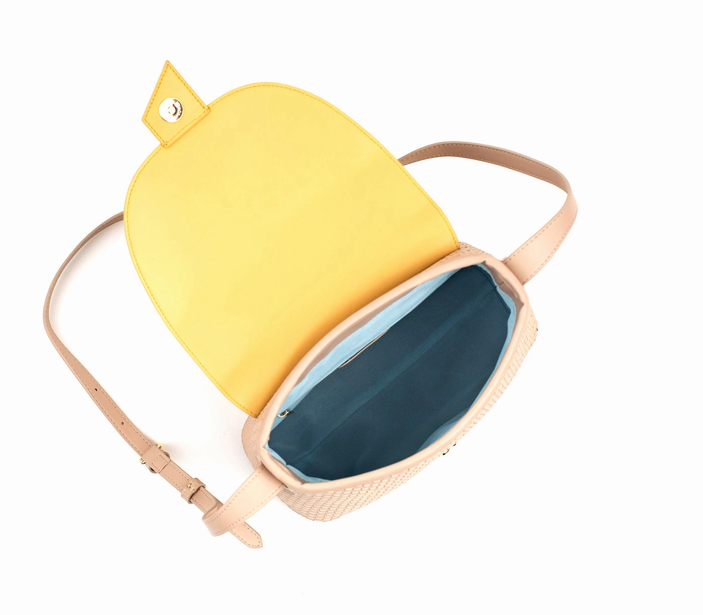 Gunas New York Kate Nude Vegan Basket Weave Crossbody Shoulder Bag