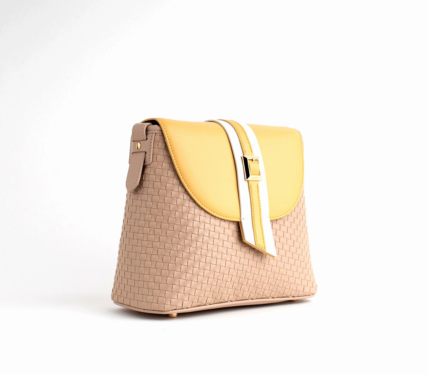Gunas New York Kate Nude Vegan Basket Weave Crossbody Shoulder Bag