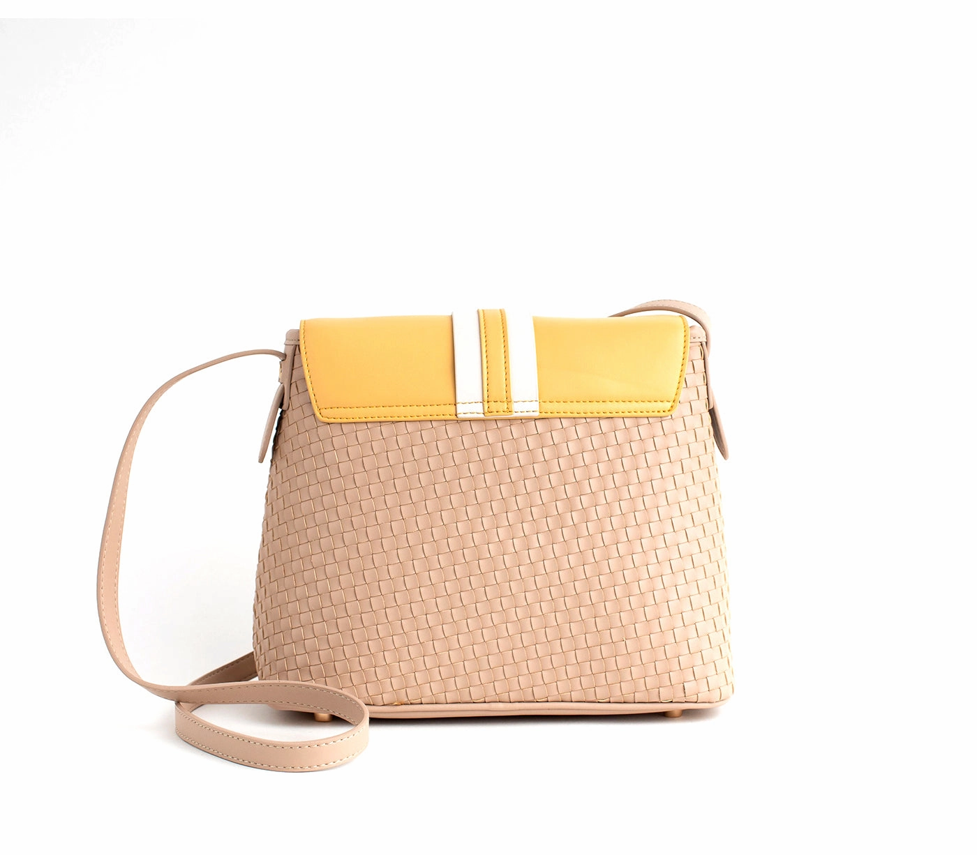 Gunas New York Kate Nude Vegan Basket Weave Crossbody Shoulder Bag