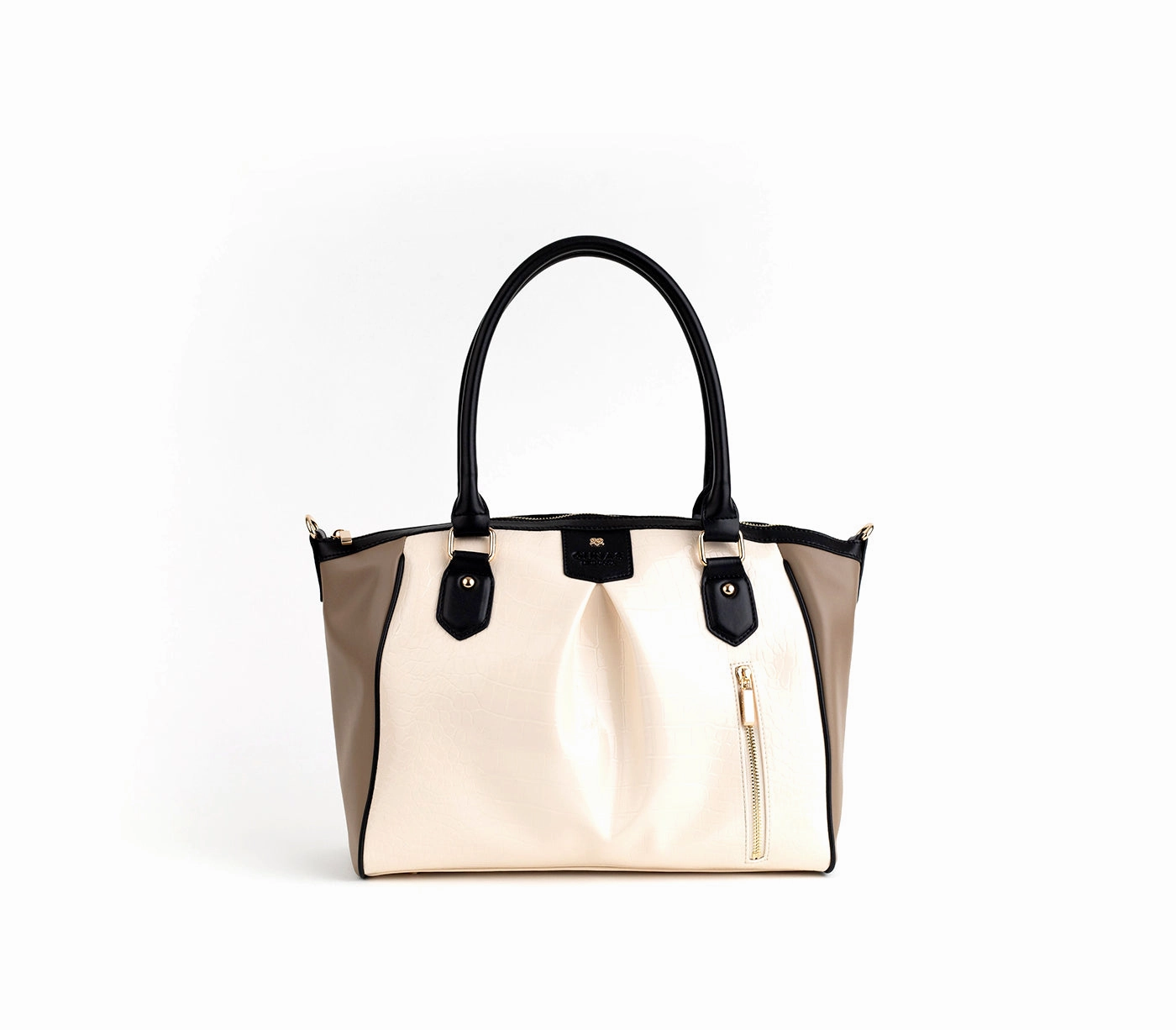 Gunas New York Madison Beige Trio Croc Vegan Shoulder Bag