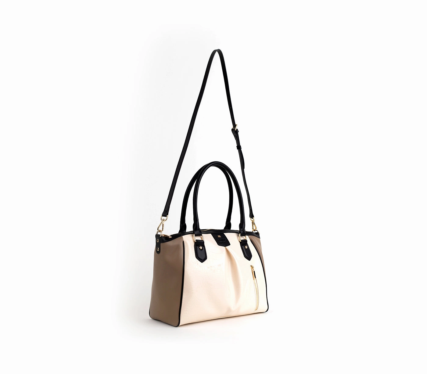 Gunas New York Madison Beige Trio Croc Vegan Shoulder Bag