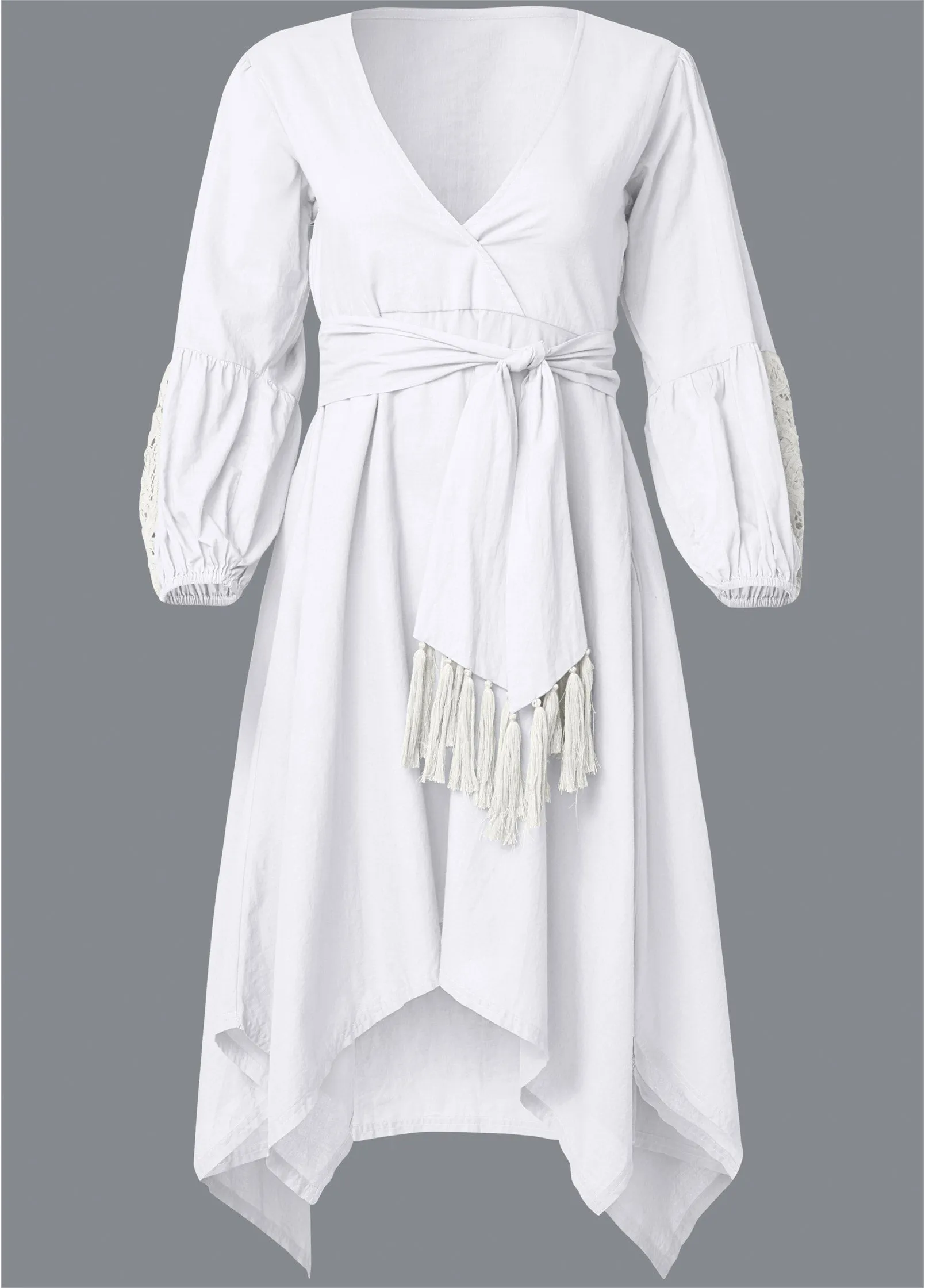 Handkerchief Hem Midi Dress - White