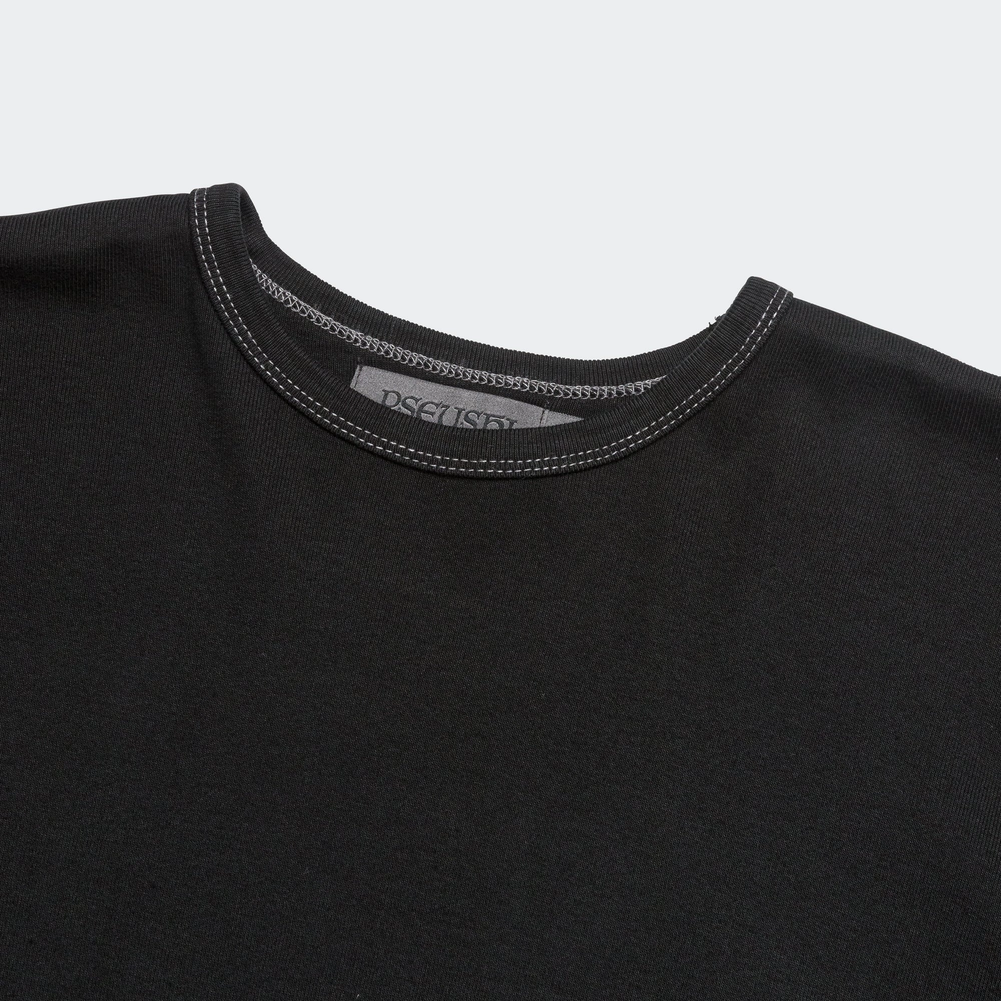 Heavy Rib Knit Long Sleeve Tee - Black