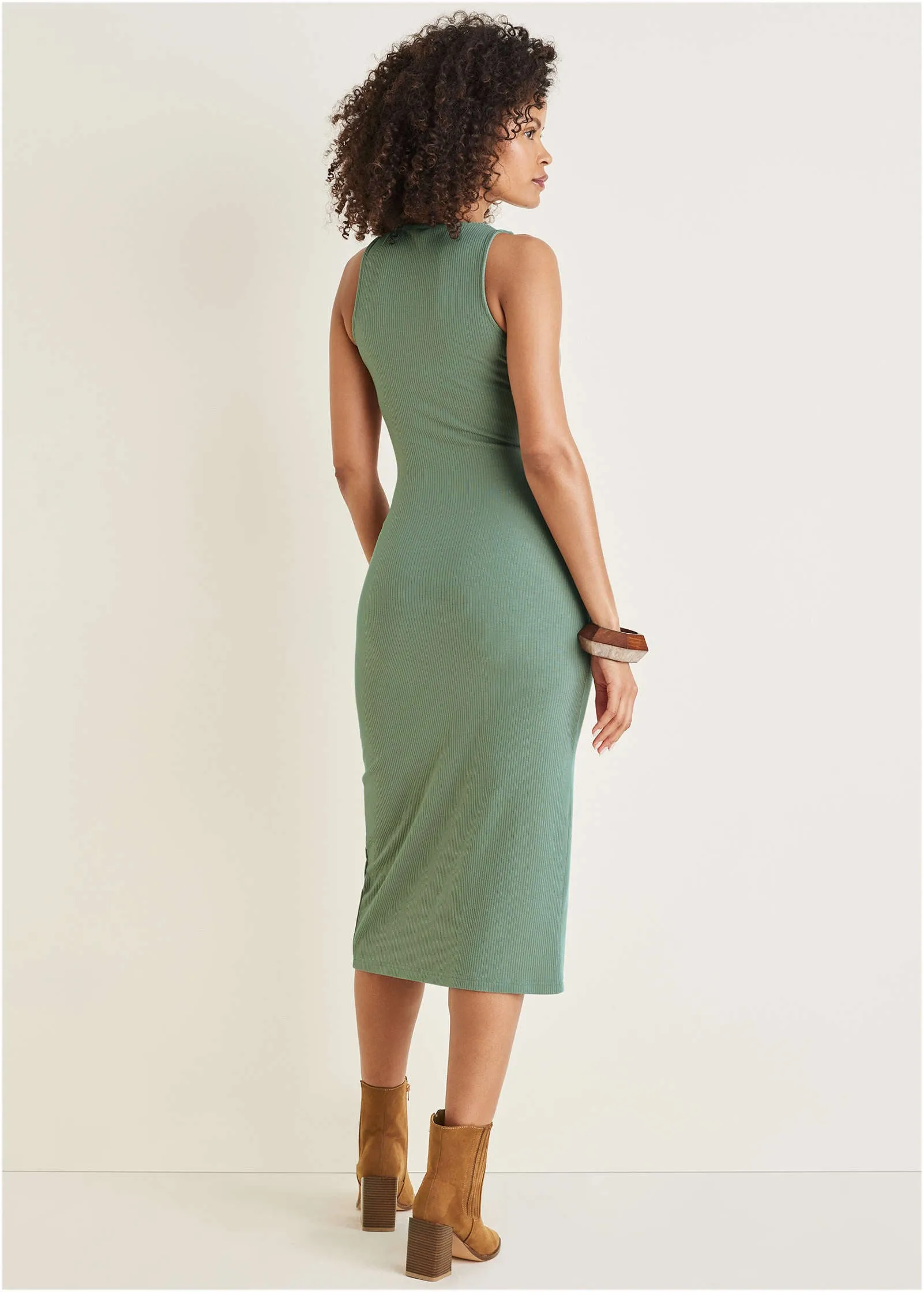 Henley Midi Dress - Basil