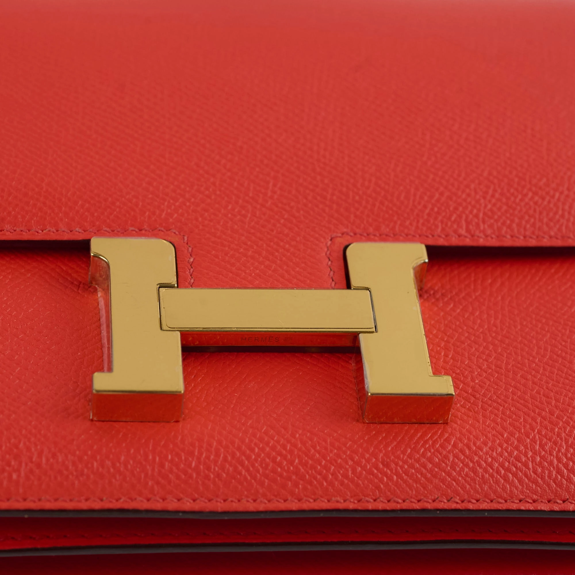 Hermes Constance 18 Epsom Orange Stamp T