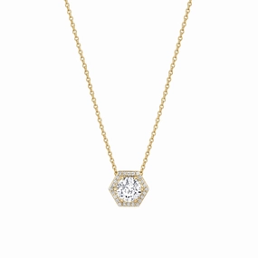 Hex Halo Solitaire Necklace P425-1.5