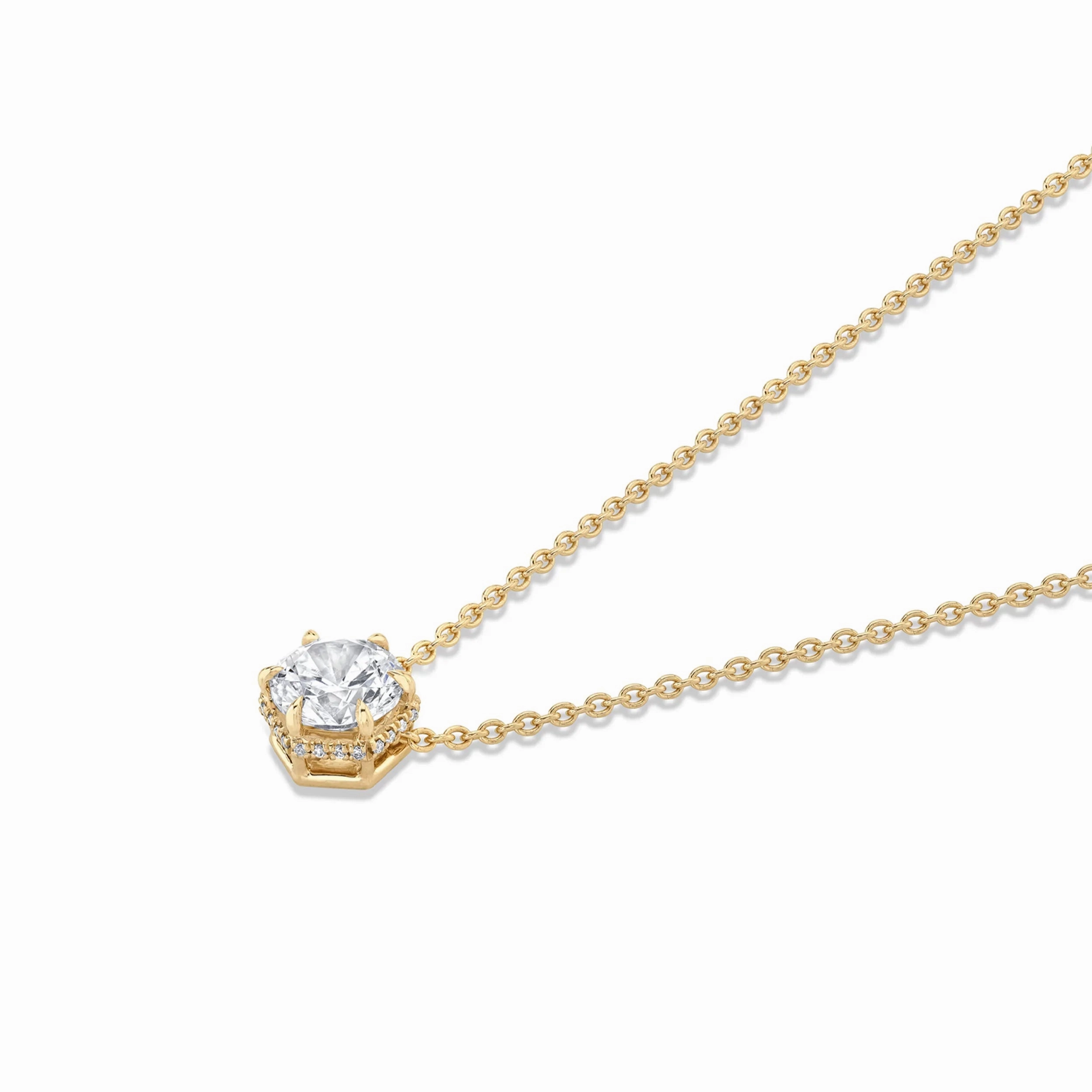 Hex Halo Solitaire Necklace P428-1.5
