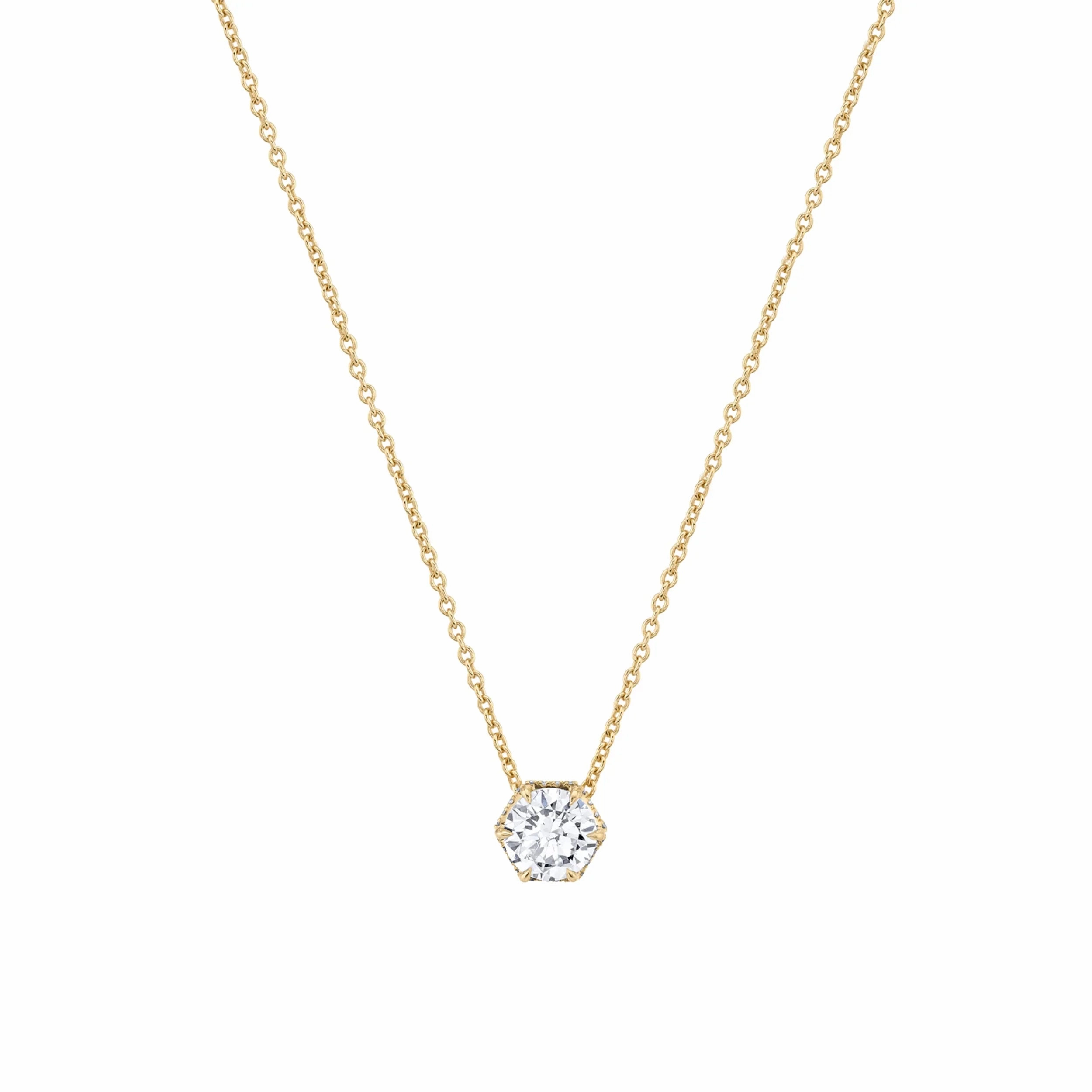 Hex Halo Solitaire Necklace P428-1.5