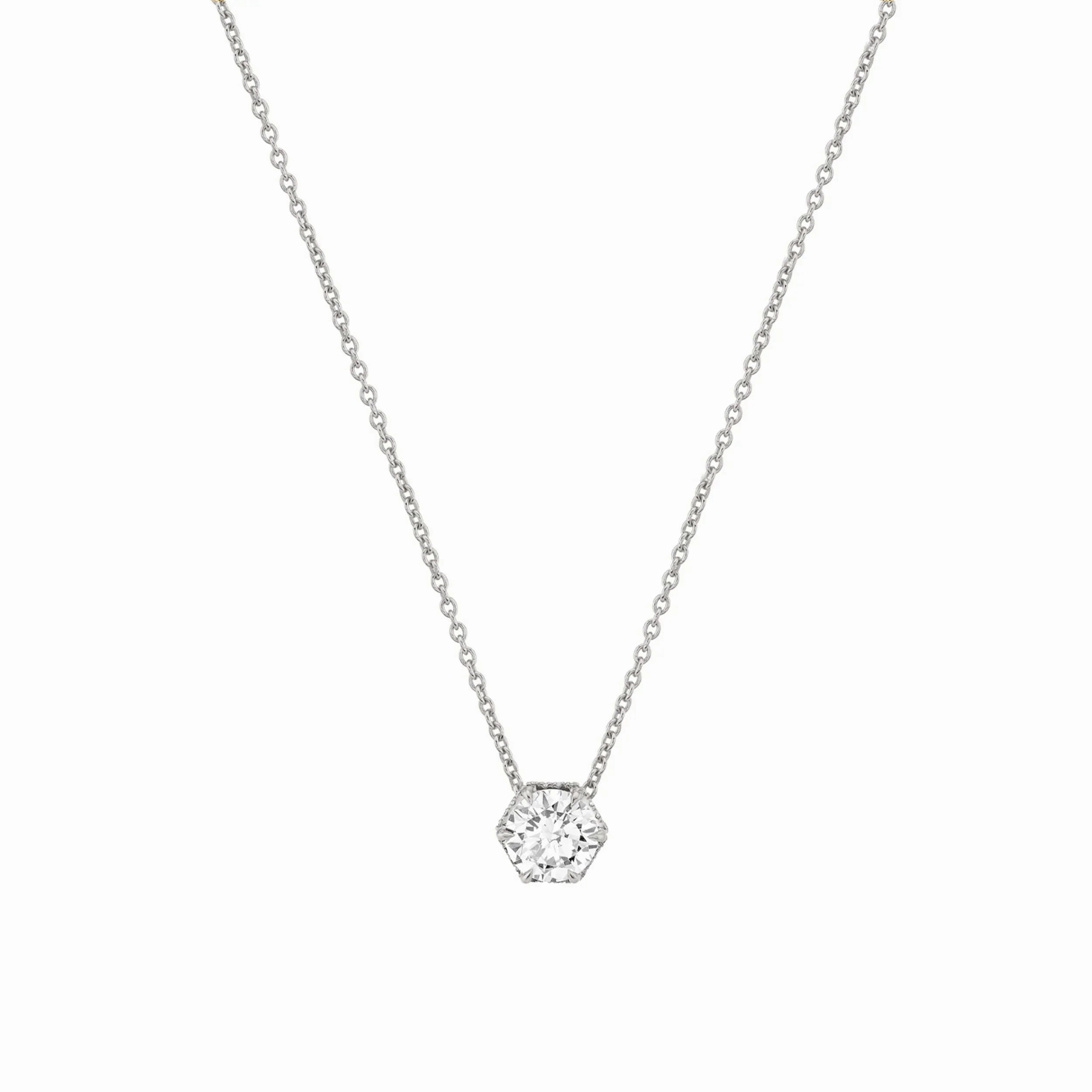 Hex Halo Solitaire Necklace P428-1.5