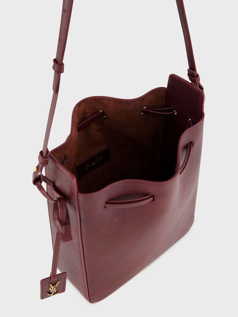 Hot Wine Leather Bucket Bag with Cassandre Charm