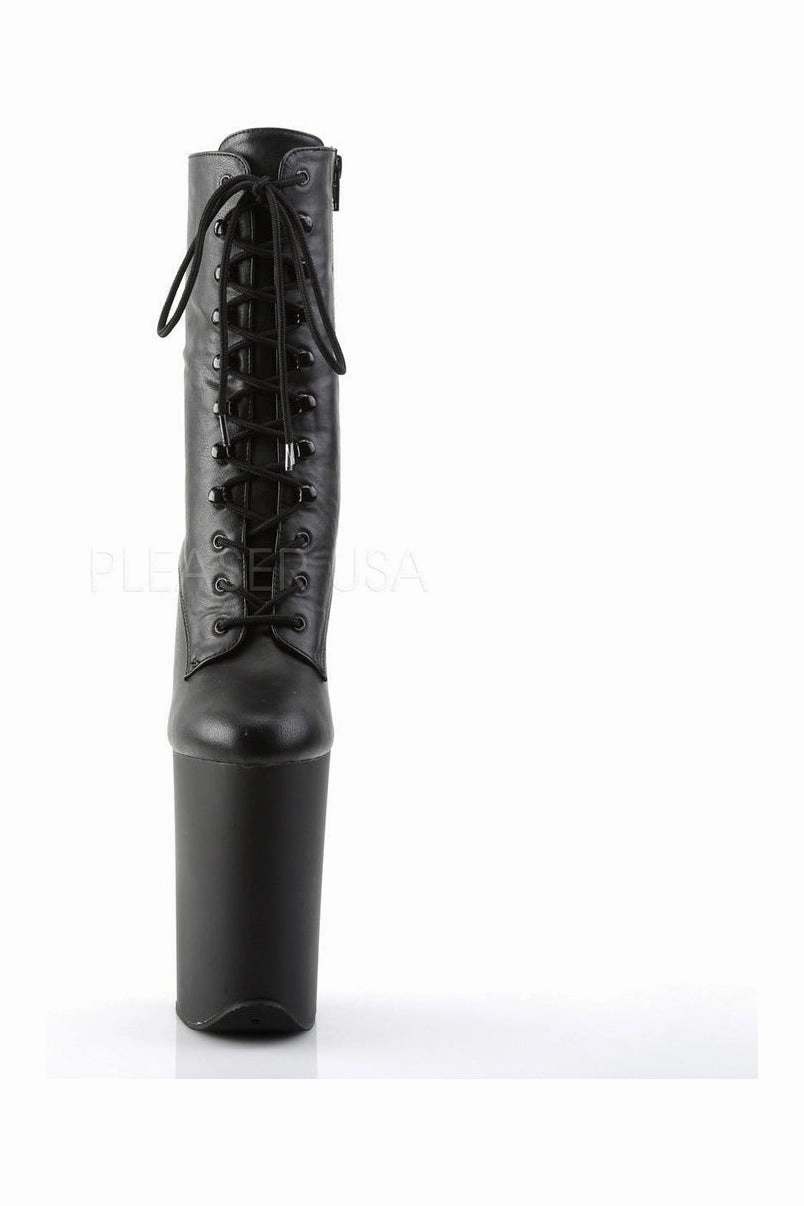 INFINITY-1020 Platform Boot  | Black Faux Leather