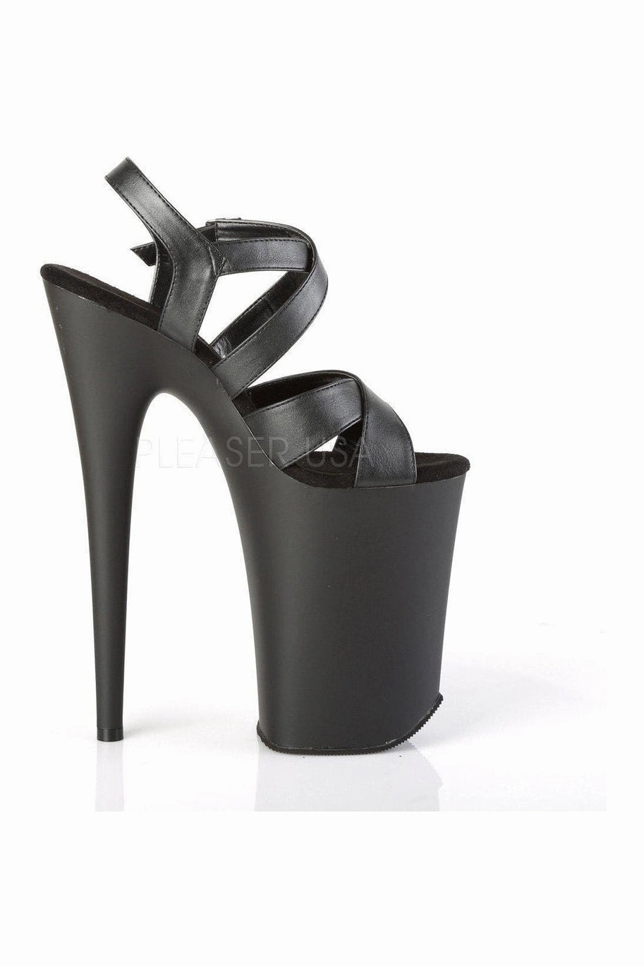 INFINITY-997 Platform Sandals | Black Faux Leather