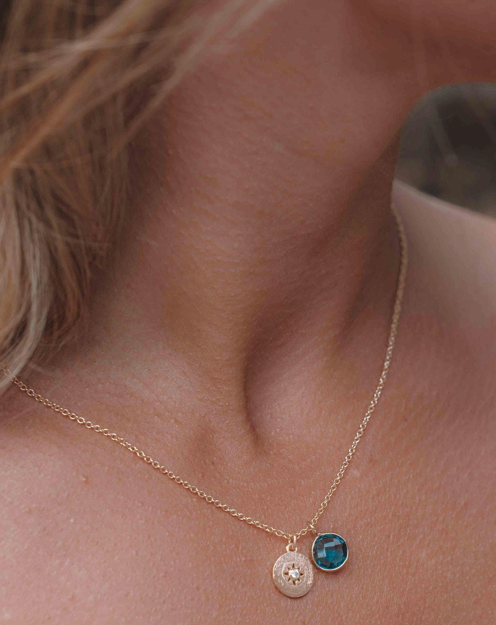 Iolite hydro, Aqua Chalcedony or Labradorite & CZ Necklace ~ Gold Plated 18k ~ MN125