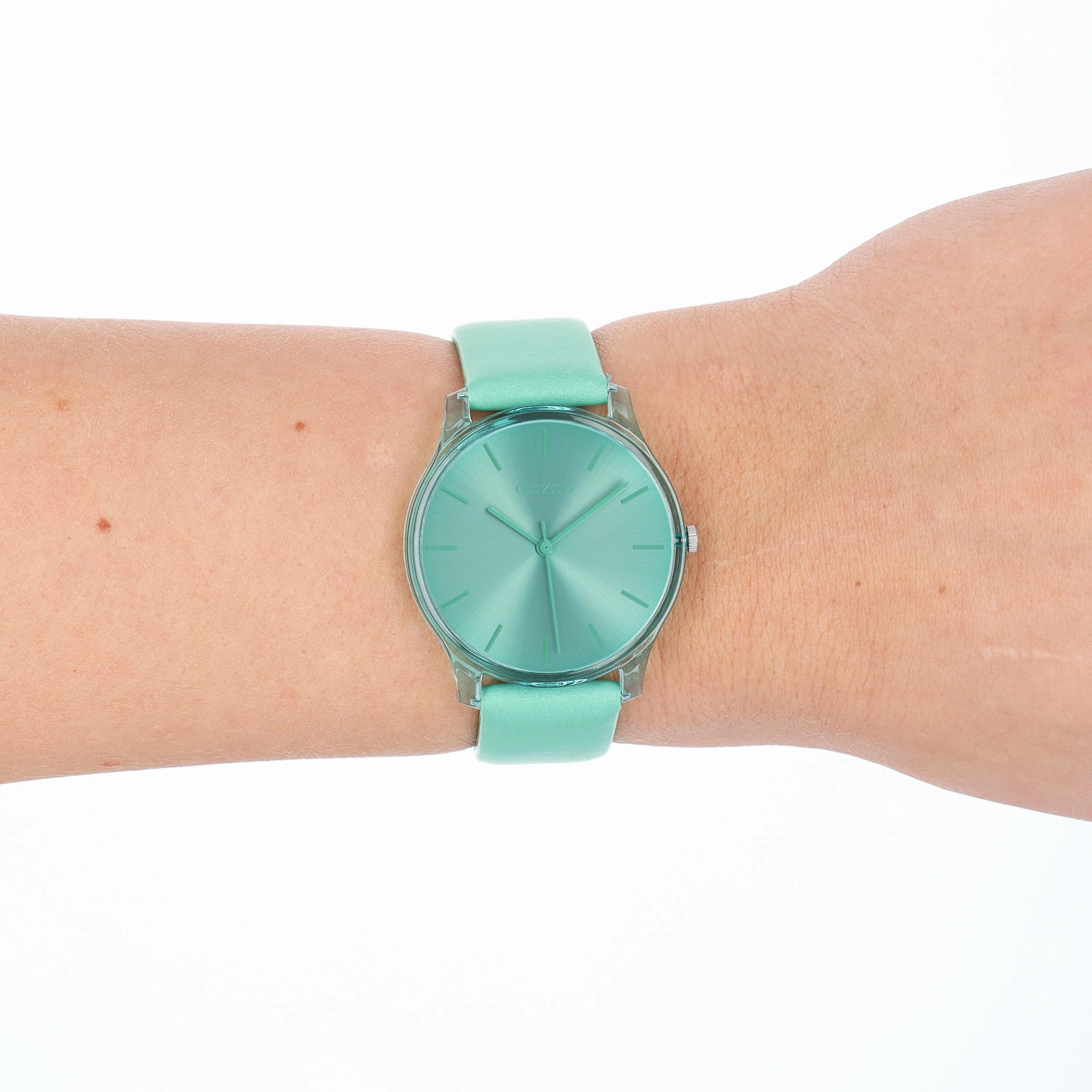 Jade green OOZOO watch with leather strap - C11139
