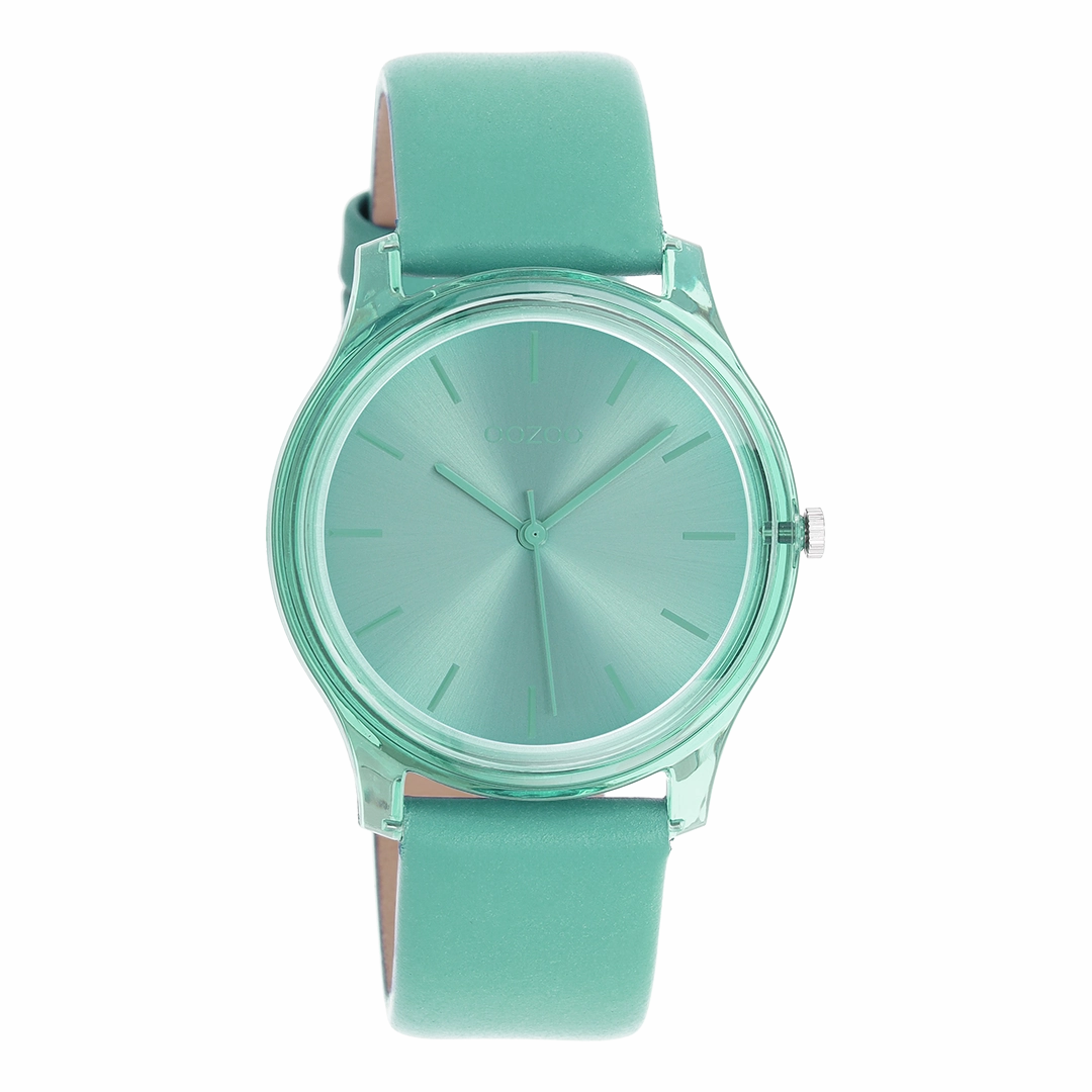 Jade green OOZOO watch with leather strap - C11139