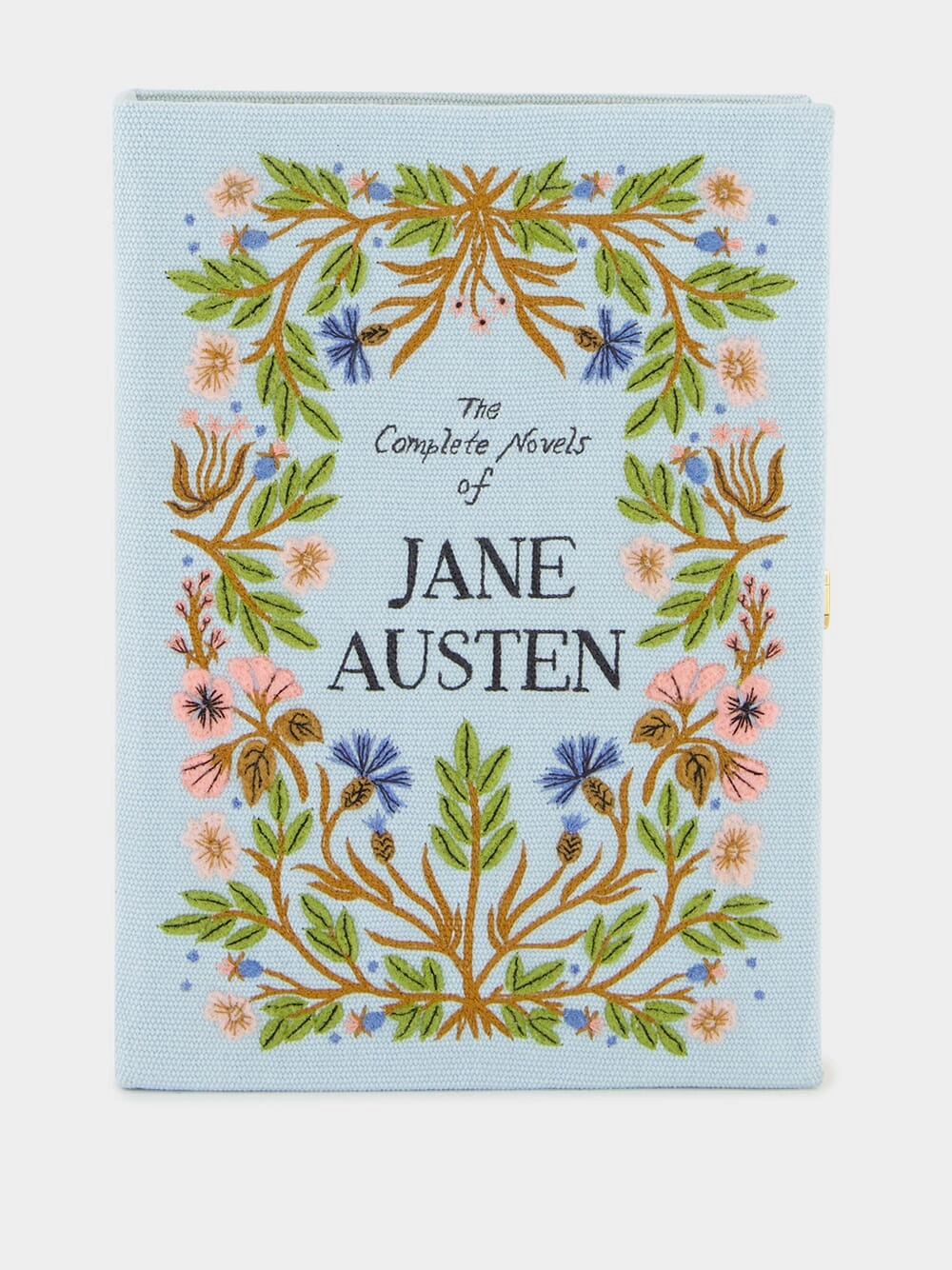 Jane Austen Light Blue Embroidered Clutch