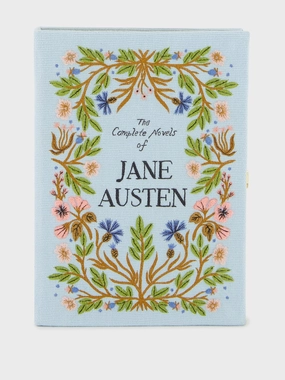 Jane Austen Light Blue Embroidered Clutch