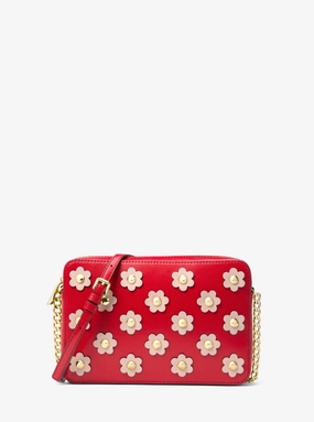 Jet Set Floral Appliqu?? Leather Crossbody Bag