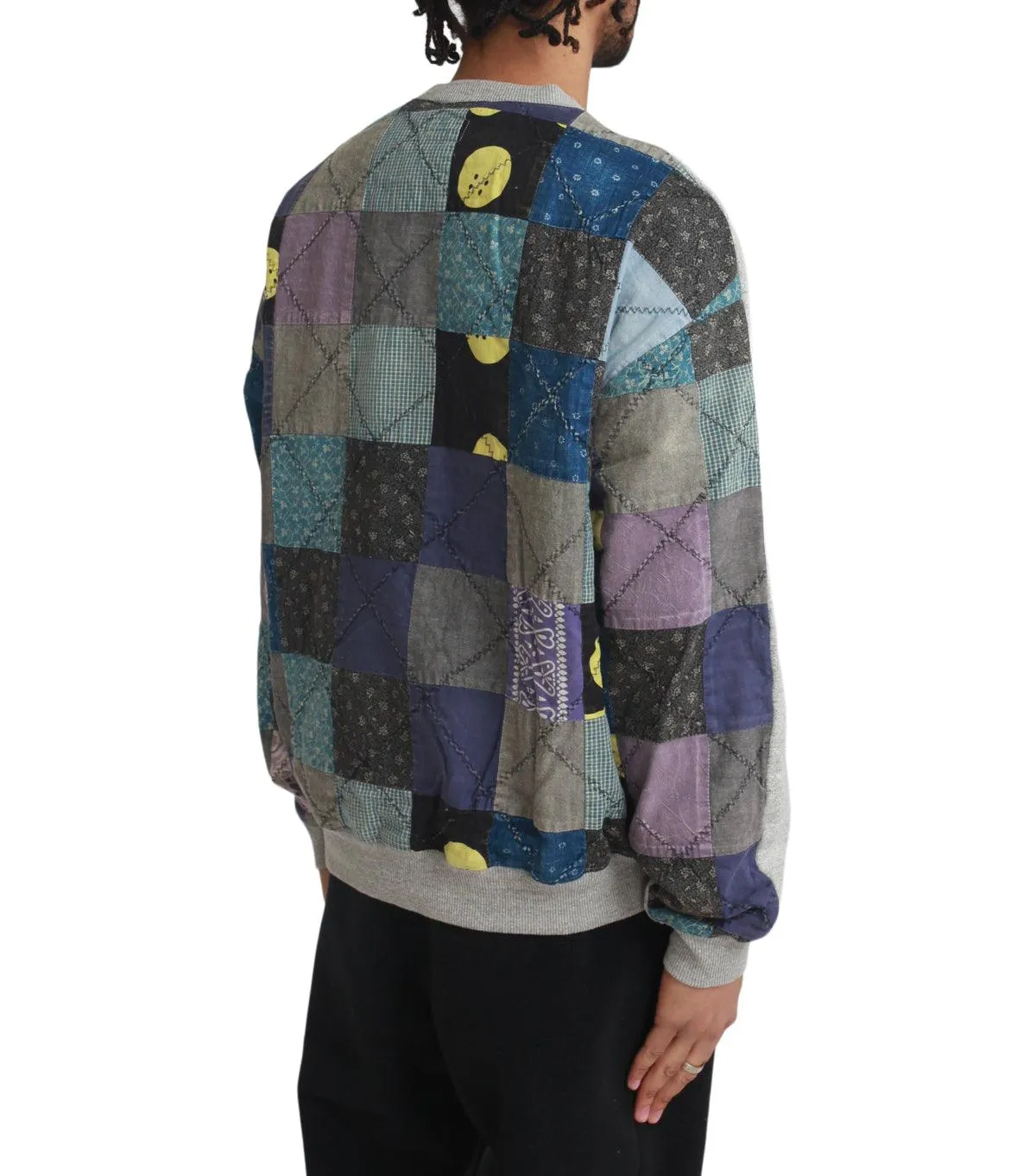 Kapital 12/-Gradrelle Sweater Knit x Rainbowy Quilt 2-Tone Big Sweater Grey