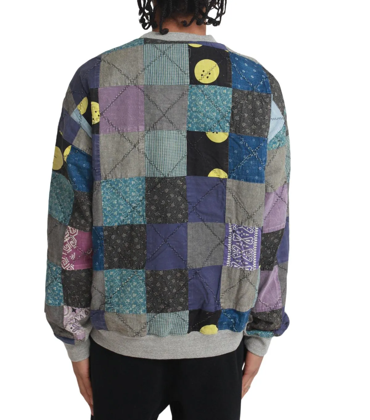 Kapital 12/-Gradrelle Sweater Knit x Rainbowy Quilt 2-Tone Big Sweater Grey