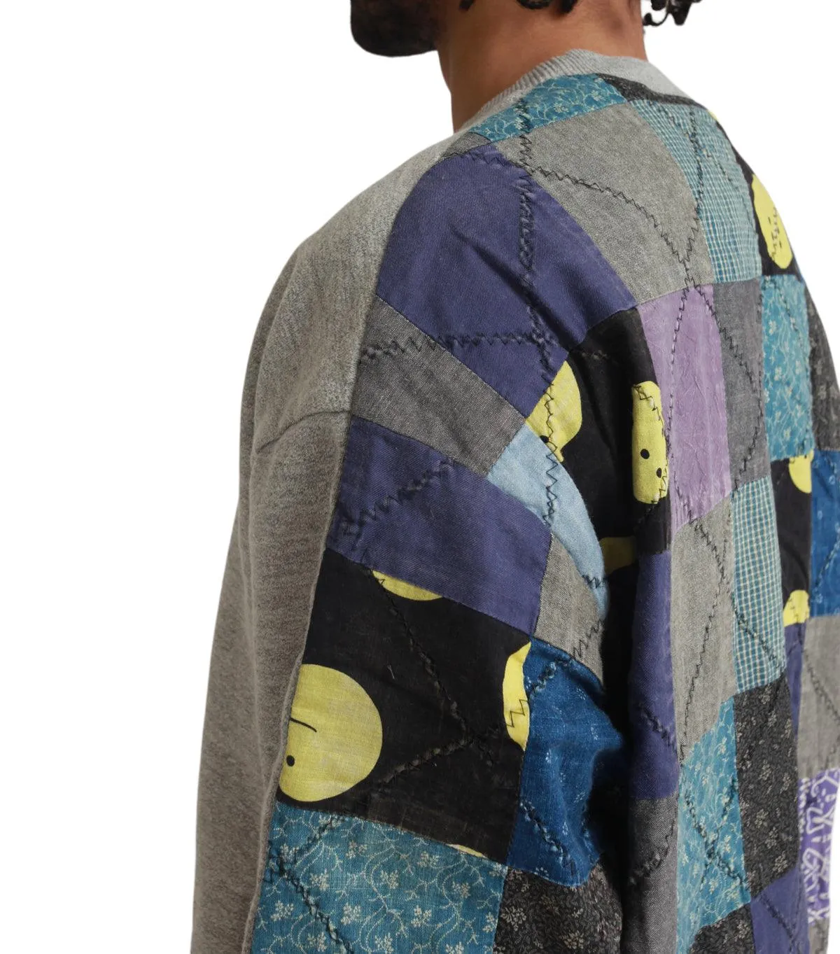 Kapital 12/-Gradrelle Sweater Knit x Rainbowy Quilt 2-Tone Big Sweater Grey