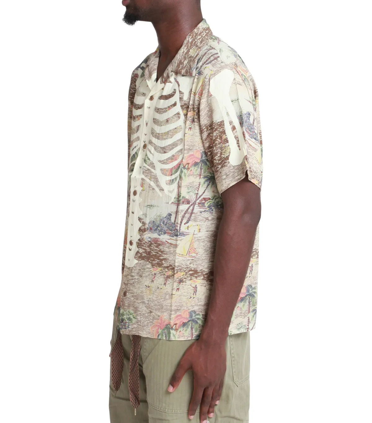 Kapital Rayon Kamekameha Bone Aloha Shirt Brown