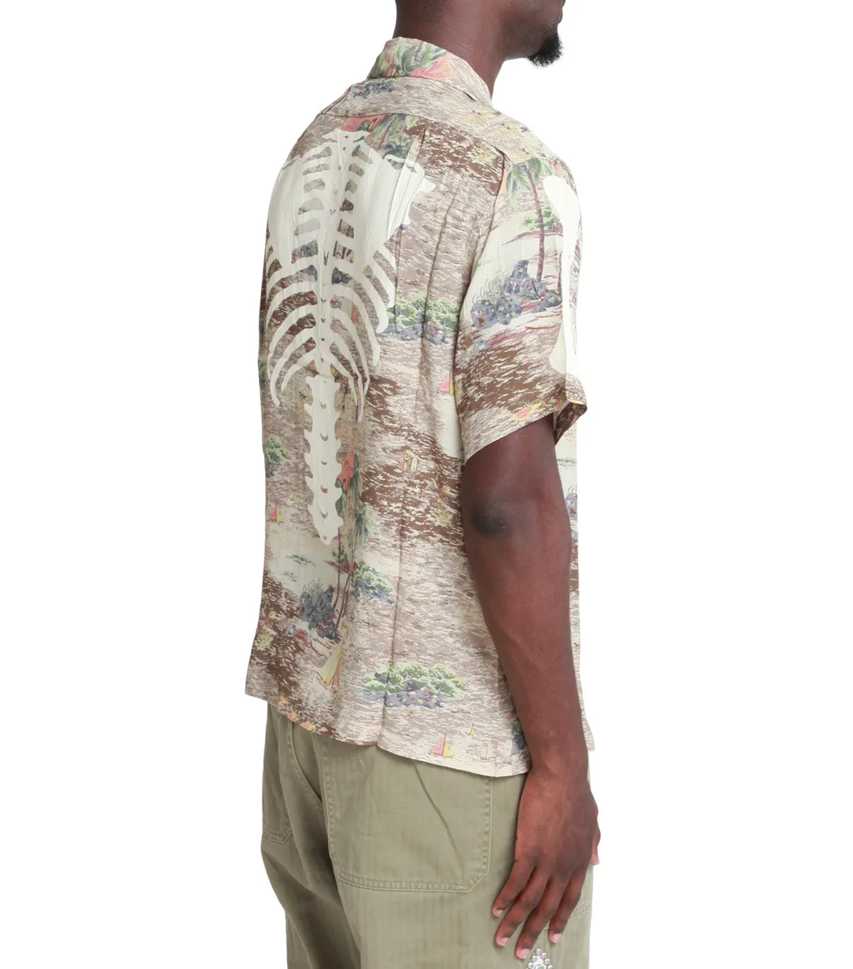 Kapital Rayon Kamekameha Bone Aloha Shirt Brown