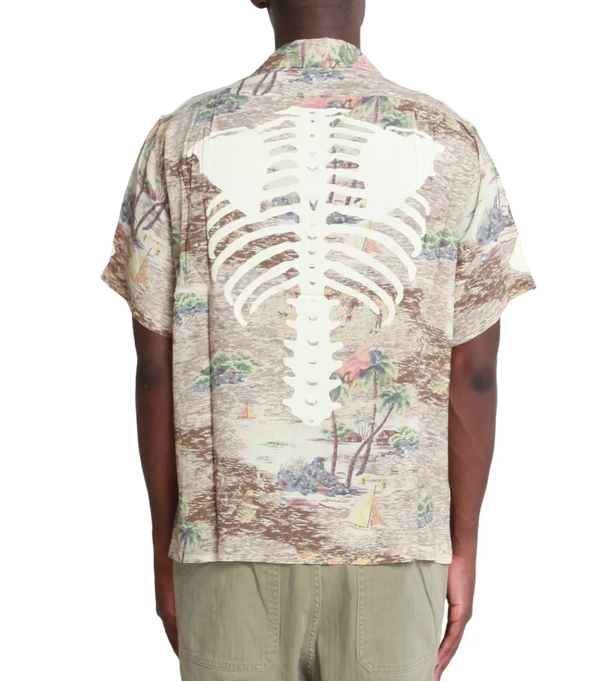 Kapital Rayon Kamekameha Bone Aloha Shirt Brown