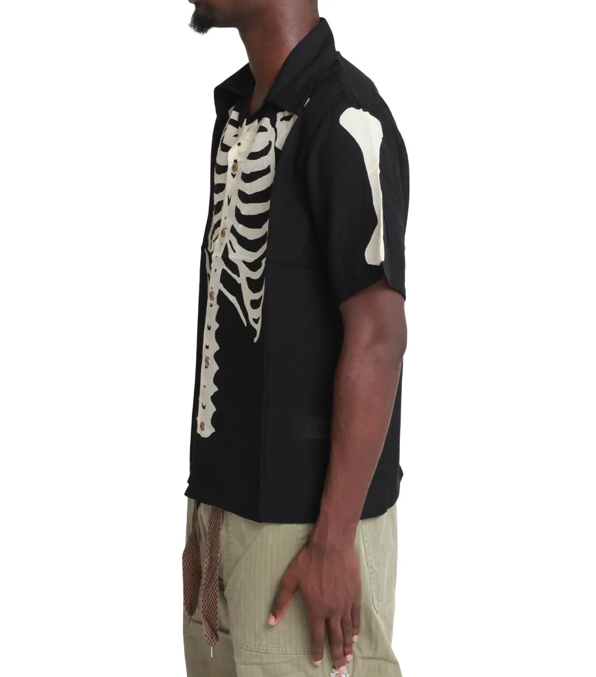 Kapital Silk Rayon Bone Wrangle Collar Aloha Shirt Black