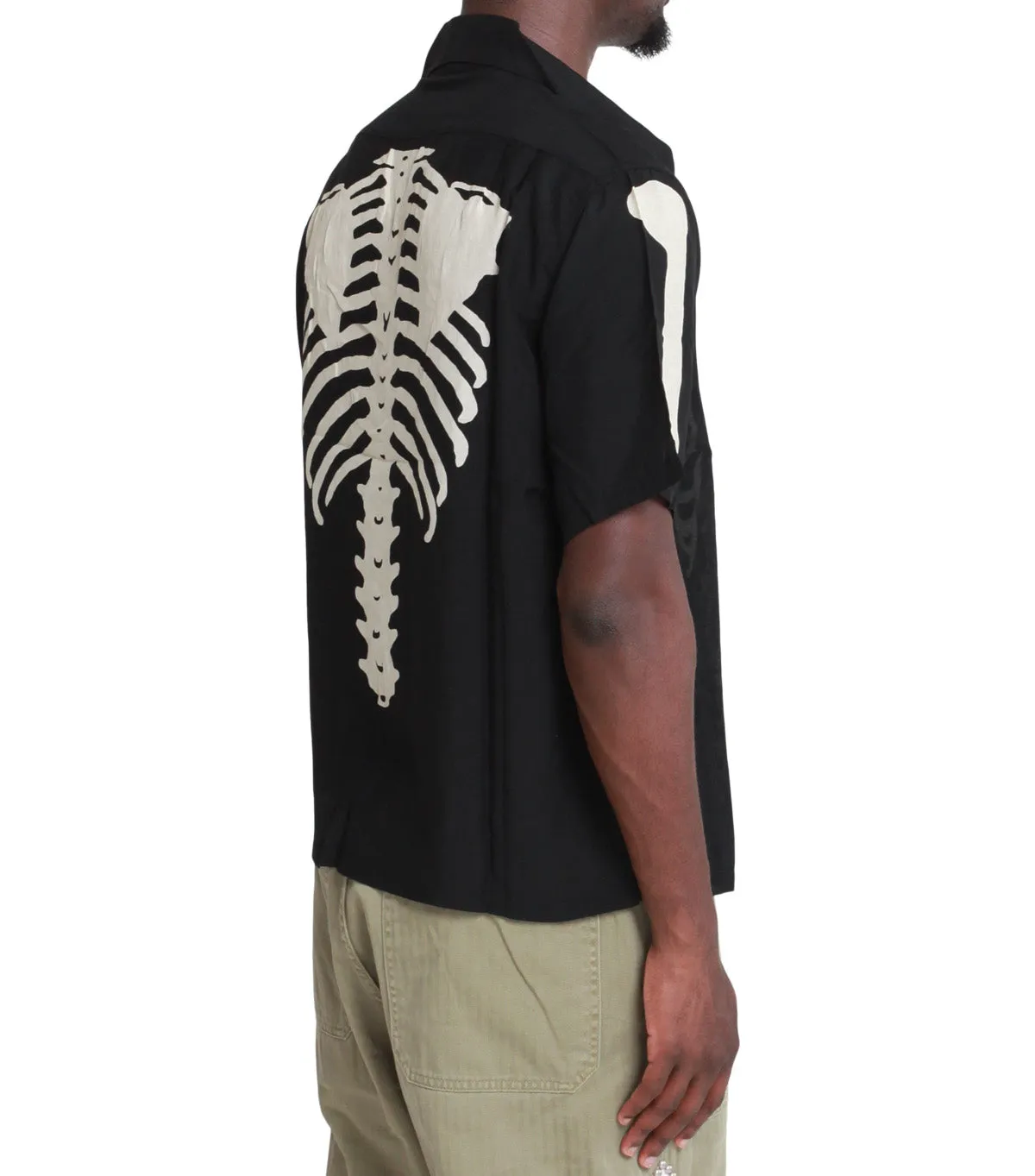 Kapital Silk Rayon Bone Wrangle Collar Aloha Shirt Black