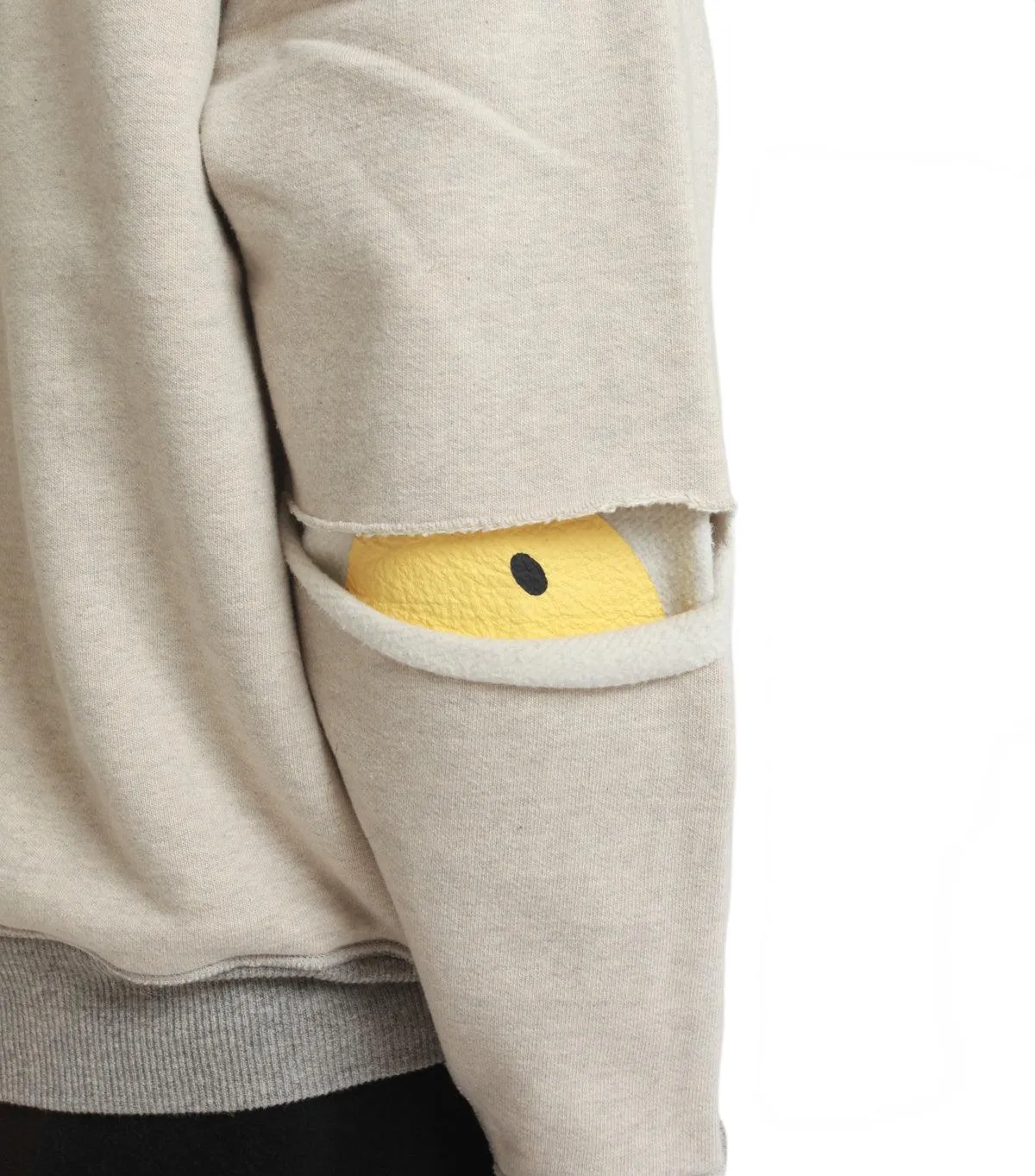 Kapital Top Sweater Knit Reversible Elbow-Rip Sweater Coneybowy Ecru Grey