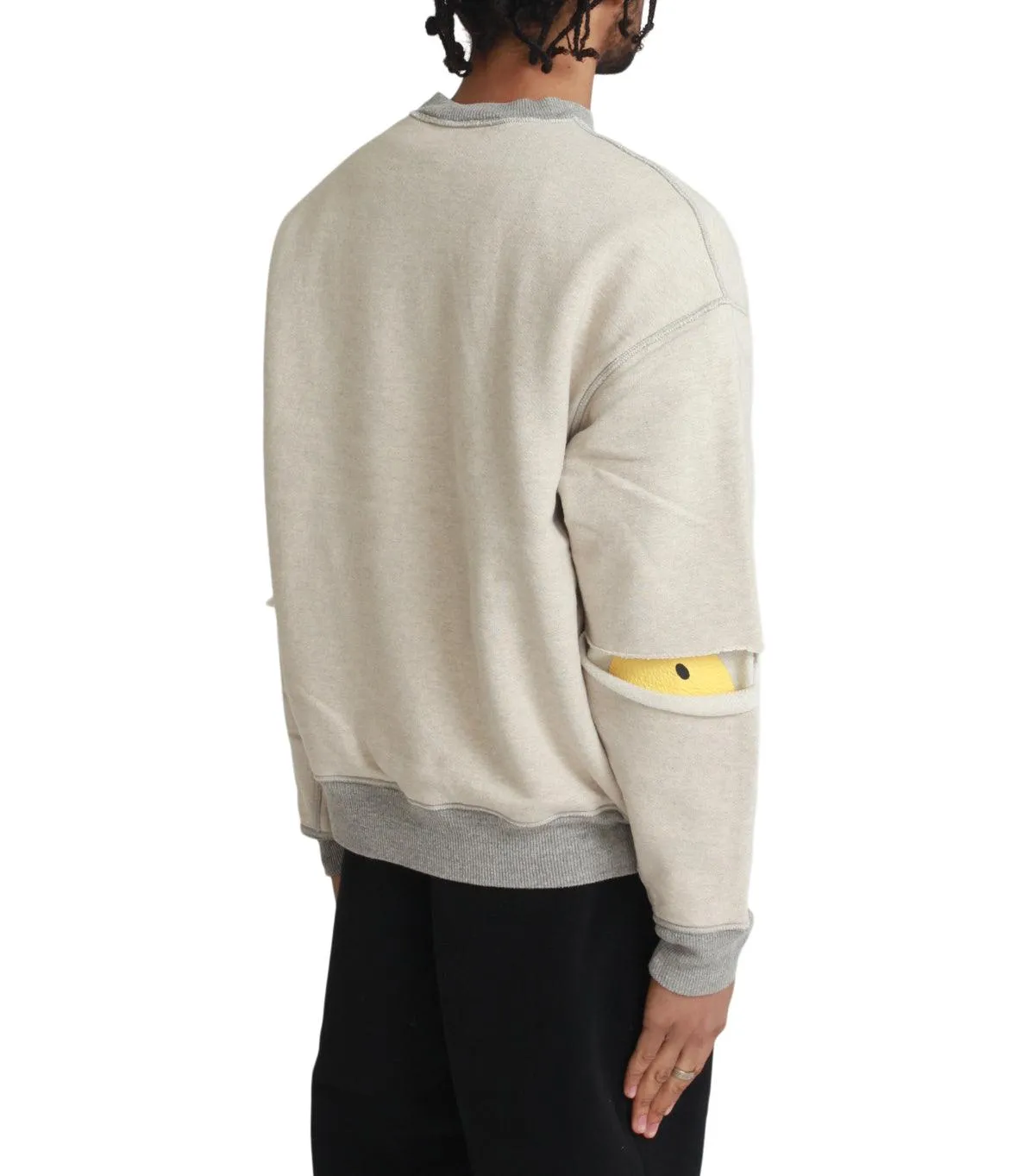Kapital Top Sweater Knit Reversible Elbow-Rip Sweater Coneybowy Ecru Grey