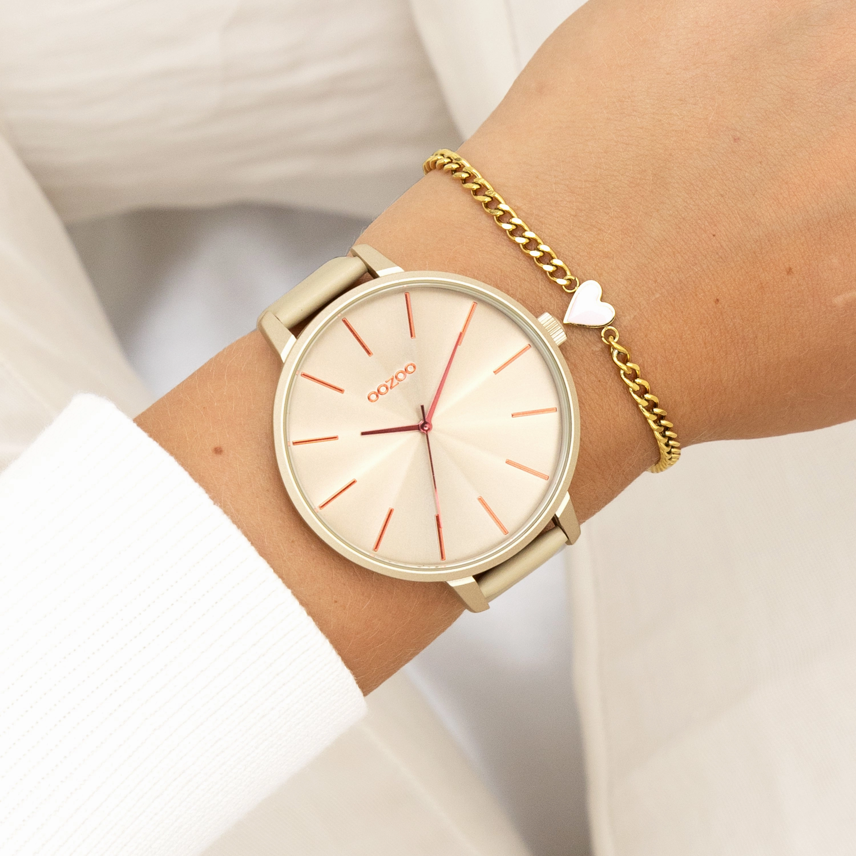Khaki OOZOO watch with leather strap - C11251