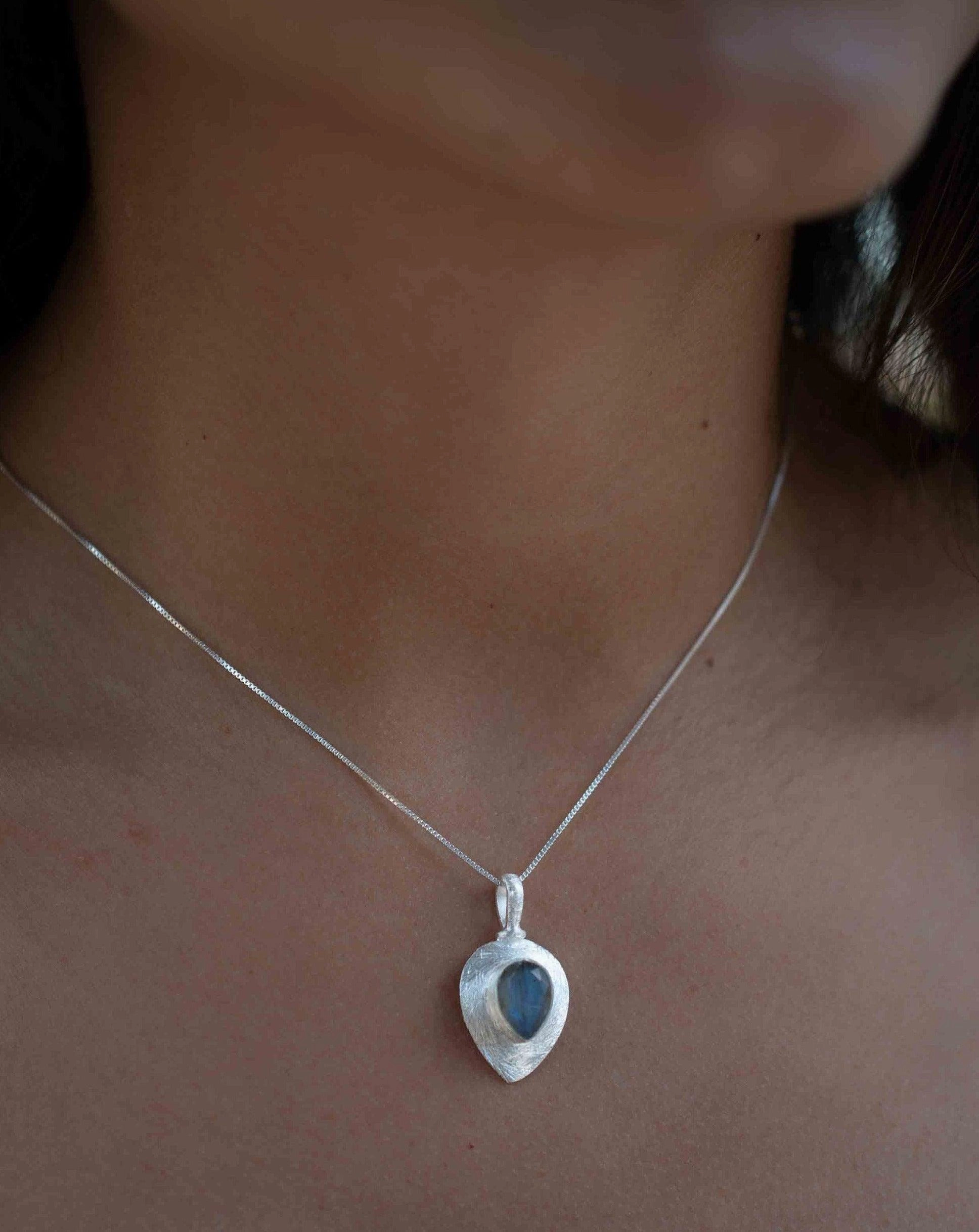 Labradorite ~ Tear Drop Charm ~ Sterling Silver ~ MP015